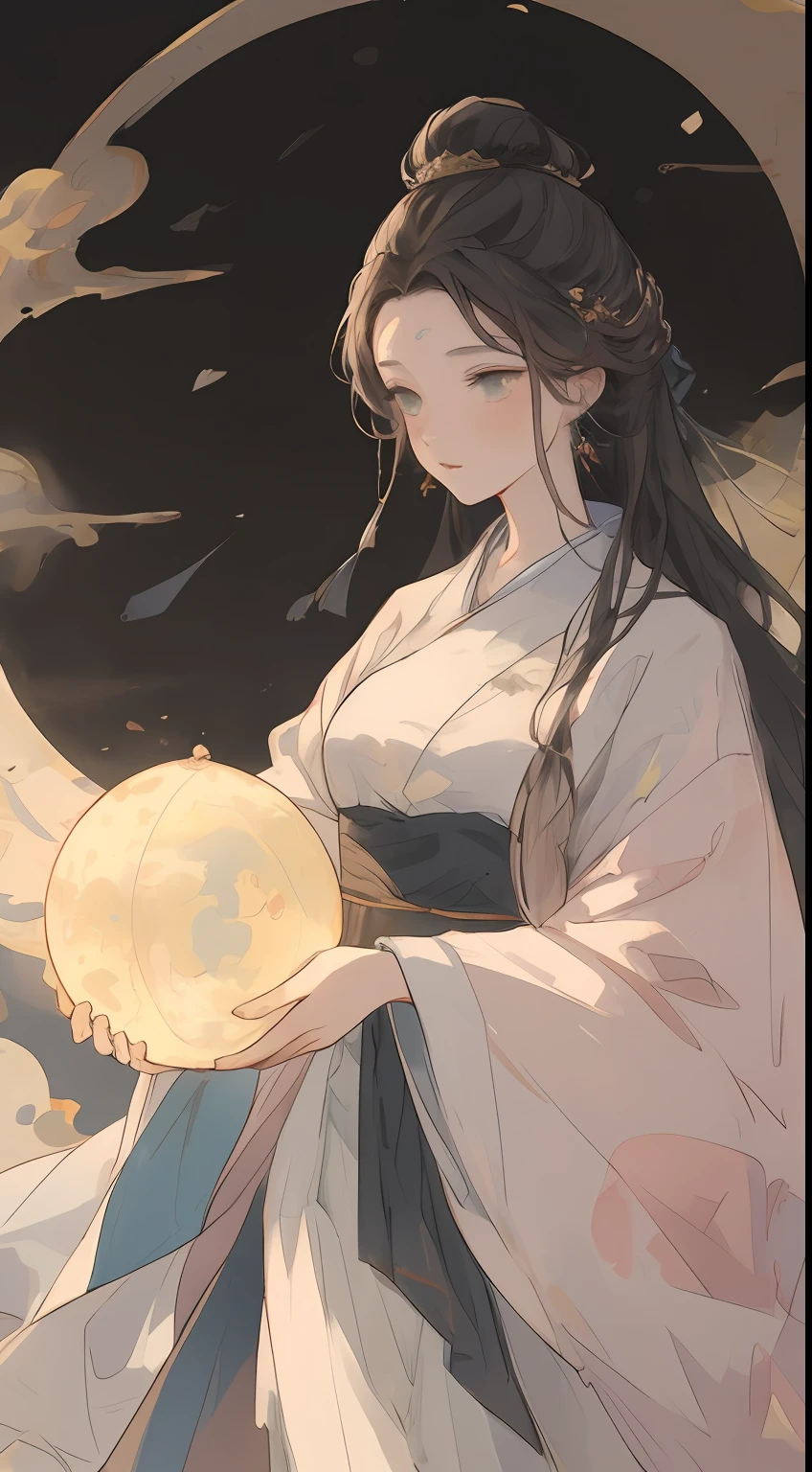 A Girl, Ancient Chinese clothing, total body, sunrays, Clear face, clean white background,fior,the moon, master masterpiece, super-detail, epic composition, UHQ, high quallity, extremely detailed, official arts, 制服 8k 壁纸, super-detail, 32k