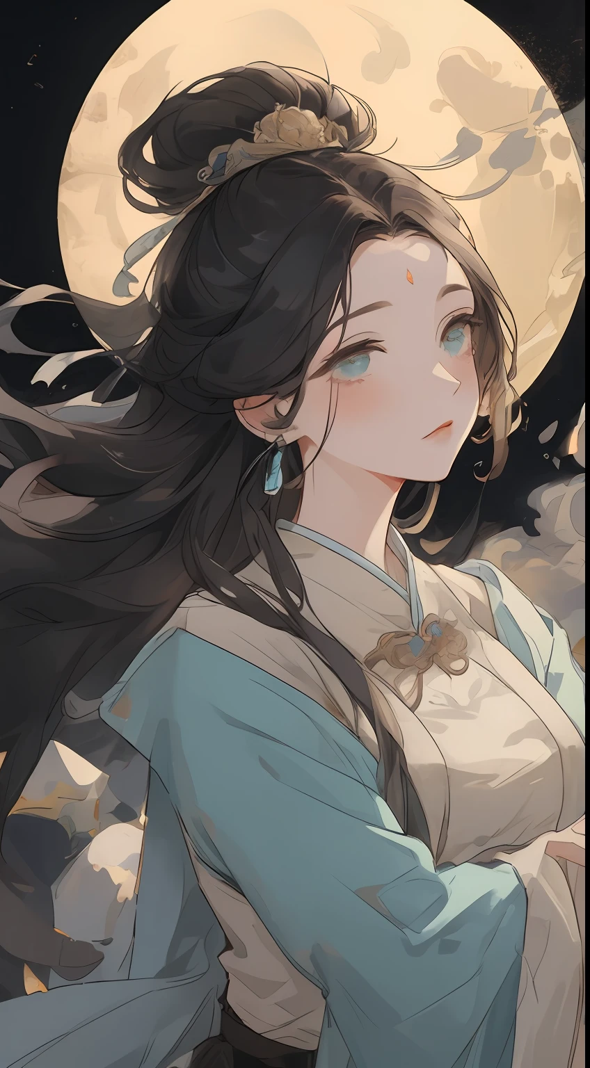 A Girl, Ancient Chinese clothing, total body, sunrays, Clear face, clean white background,fior,the moon, master masterpiece, super-detail, epic composition, UHQ, high quallity, extremely detailed, official arts, 制服 8k 壁纸, super-detail, 32k