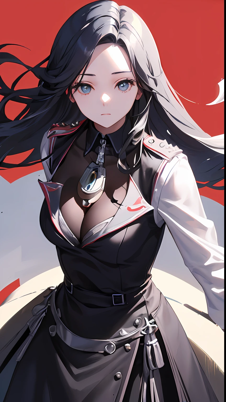 (master masterpiece)、(Best qualities)、(Super Detailed)、(Tousled Hair)、(An illustration)、(1人の女の子)、(Fashionable clothes)、standing a、Fashion model、watch the beholder、(interview)、(simple Backgrounds)、Fine and beautiful eyes、delicate beautiful face、floating、(High Saturation)、(radiance)、Focus on face、Best Lighting、Best shadow、