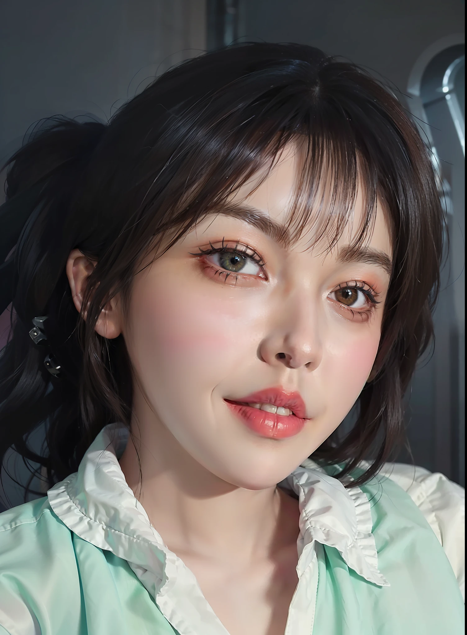 Hyperrealist portrait of female by david hockney and alphonse mucha,fantasy art, photo realistic, dynamic lighting, artstation, poster, volumetric lighting, very detailed faces, 4 k, award winning,, 1girl, in the dark, deep shadow, low key,cowboy shot,(official clothing:1.4) ,long hair,white hair,