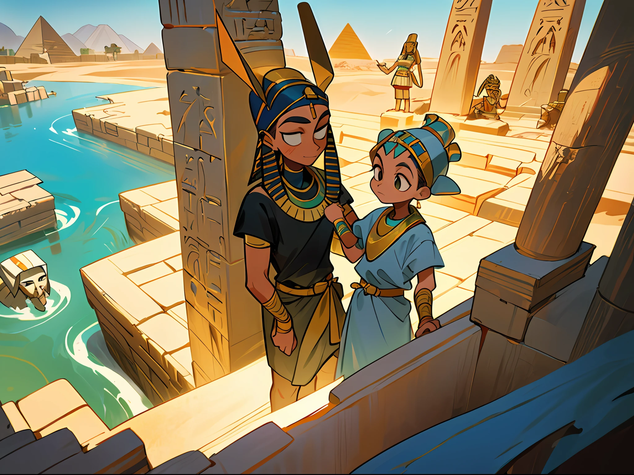 Explore Ancient Egypt（keyword：ancient Egypt，pharaoh，treasure hoard）

The next moment，The little boy came to ancient Egypt，See the pyramids and rivers。He met a friendly pharaoh，Learn about ancient Egyptian culture and architecture。Pharaoh told him there was a hidden treasure，Puzzles need to be solved to find the location of the treasure。