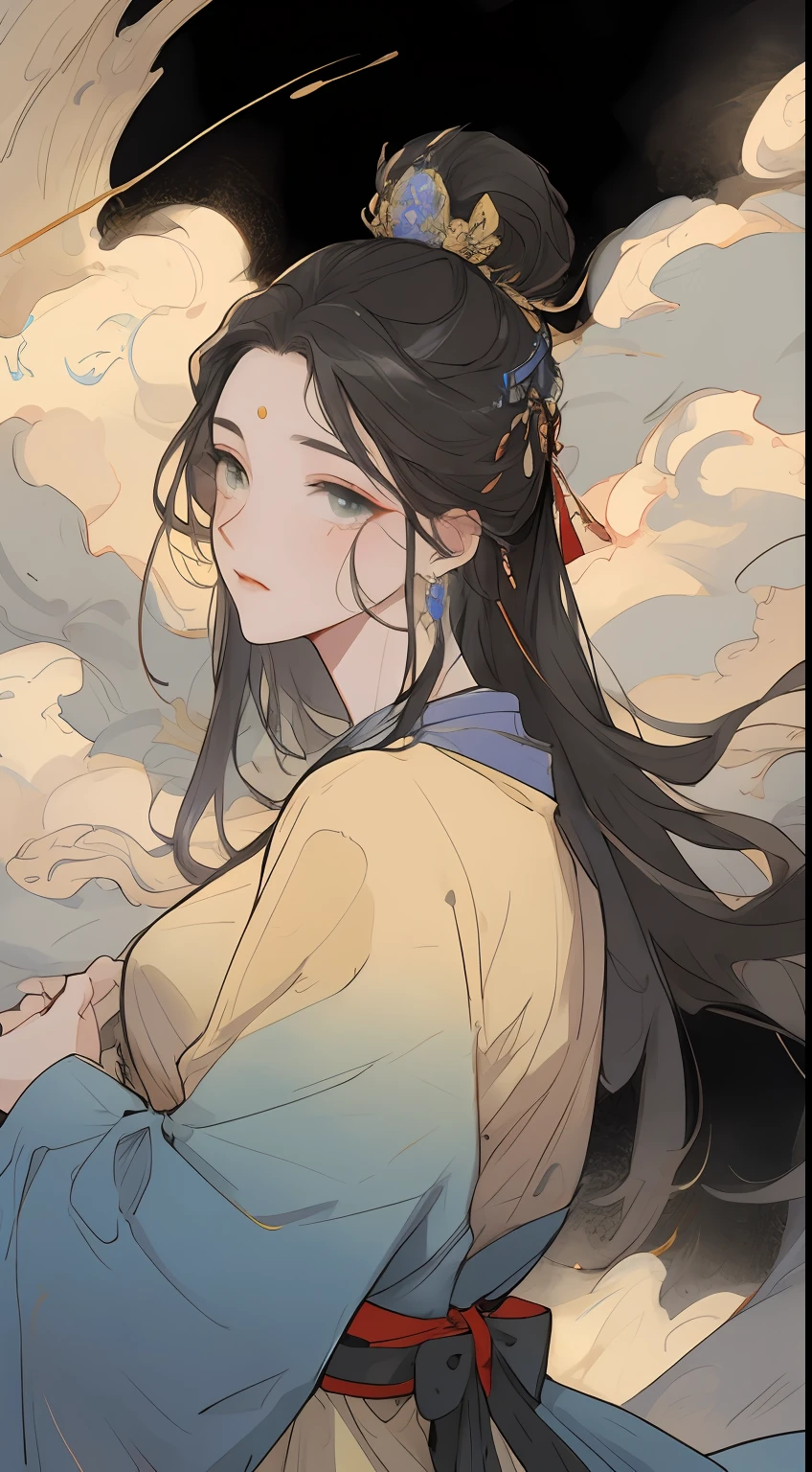 A Girl， Ancient Chinese clothing， total body， sunrays， Clear face， clean white background，fior，the moon， master masterpiece， super-detail， epic composition， UHQ， high quallity， extremely detailed， official arts， 制服 8k 壁纸， super-detail， 32k