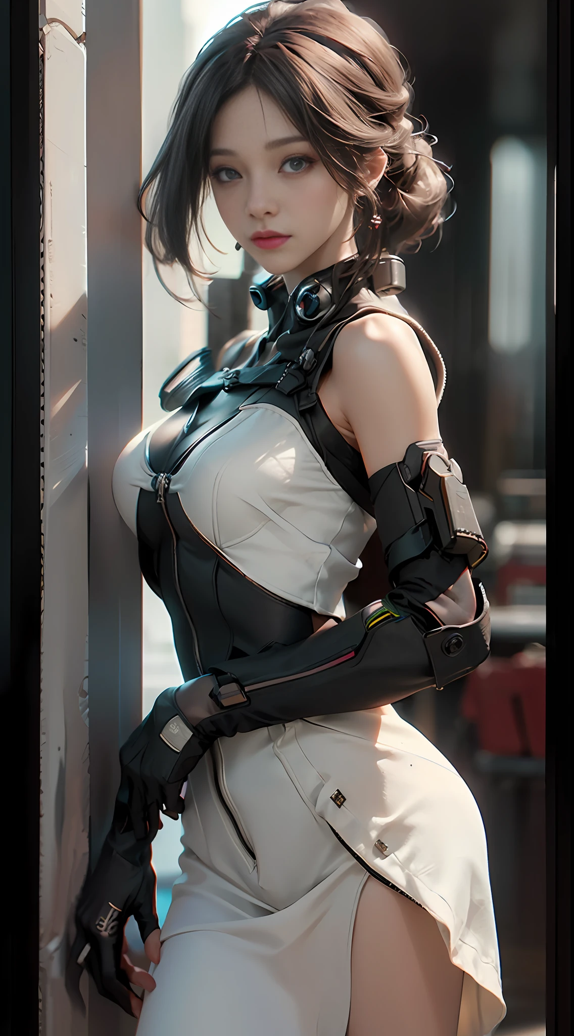 ((Best quality)), ((masterpiece)), (detailed:1.4), 3D, an image of a beautiful cyberpunk female,HDR (High Dynamic Range),Ray Tracing,NVIDIA RTX,Super-Resolution,Unreal 5,Subsurface scattering,PBR Texturing,Post-processing,Anisotropic Filtering,Depth-of-field,Maximum clarity and sharpness,Multi-layered textures,Albedo and Specular maps,Surface shading,Accurate simulation of light-material interaction,Perfect proportions,Octane Render,Two-tone lighting,Wide aperture,Low ISO,White balance,Rule of thirds,8K RAW,