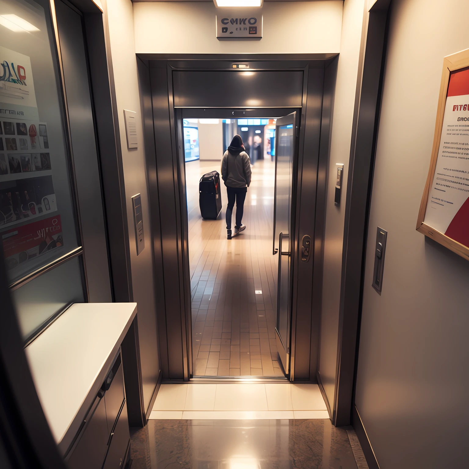 Look out from inside the elevator to the mall --auto