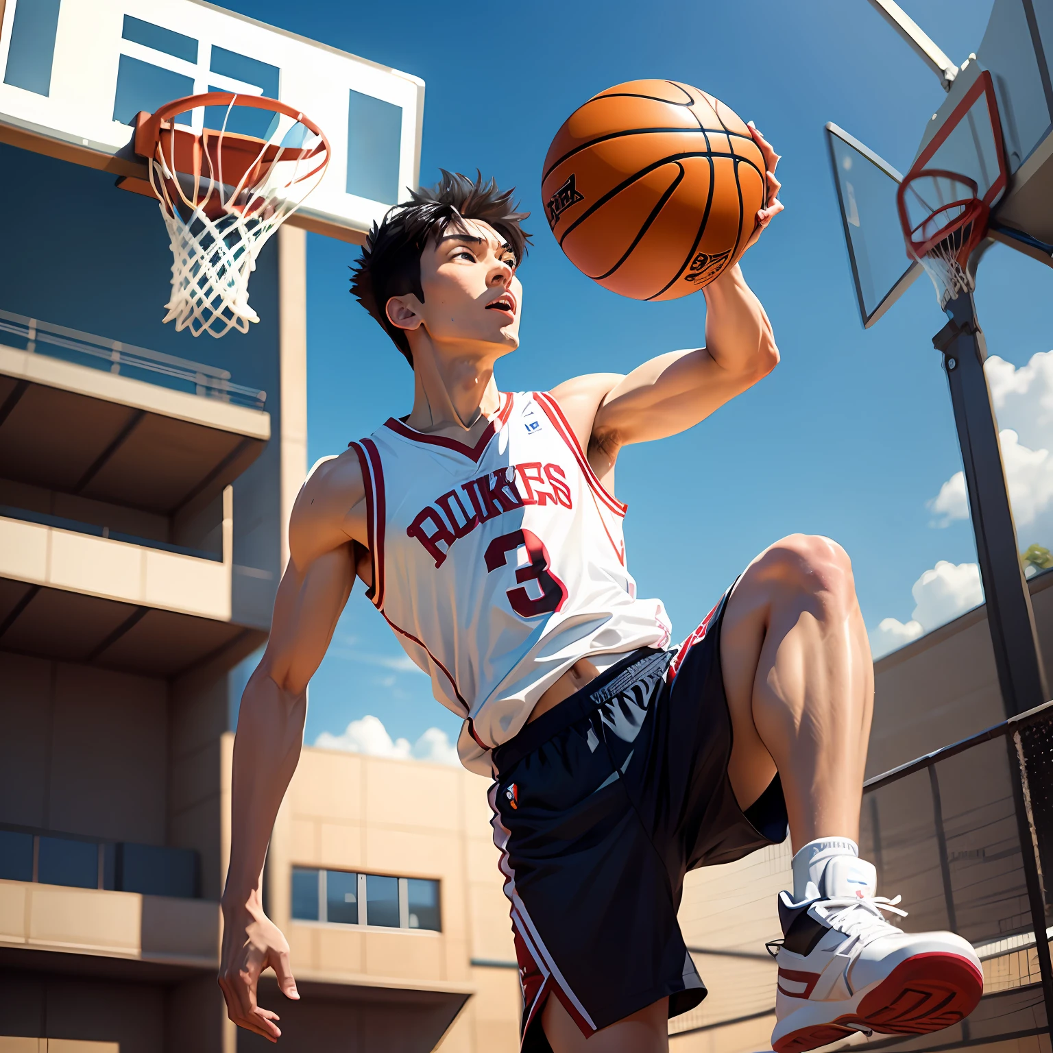 Kaede Rukawa dunks at the Sky Basketball Court --auto