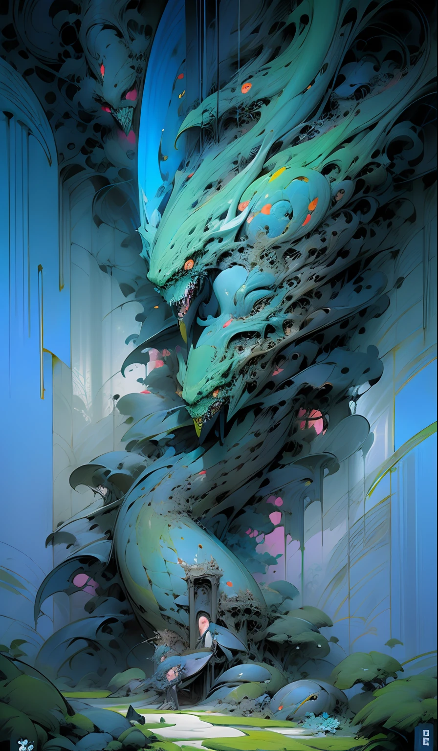 abstract fantasy castle, beautiful psychedelic psychedelic neon intricate elaboration, art peter maxes, android jones fantasy art, intricate elaboration colorful flower power art, fantasy concept art, beautiful, art nouveau, digital painting, dumb light painting, surrealism, trends on Artstation, super detailed natural yin and yang by Daniel Merriam, beautiful colors, flowers, Joe Fenton and Android Jones, Minimalist photo illustrations by James Jean, Dan Mumford, depth of field, volumetric lighting
