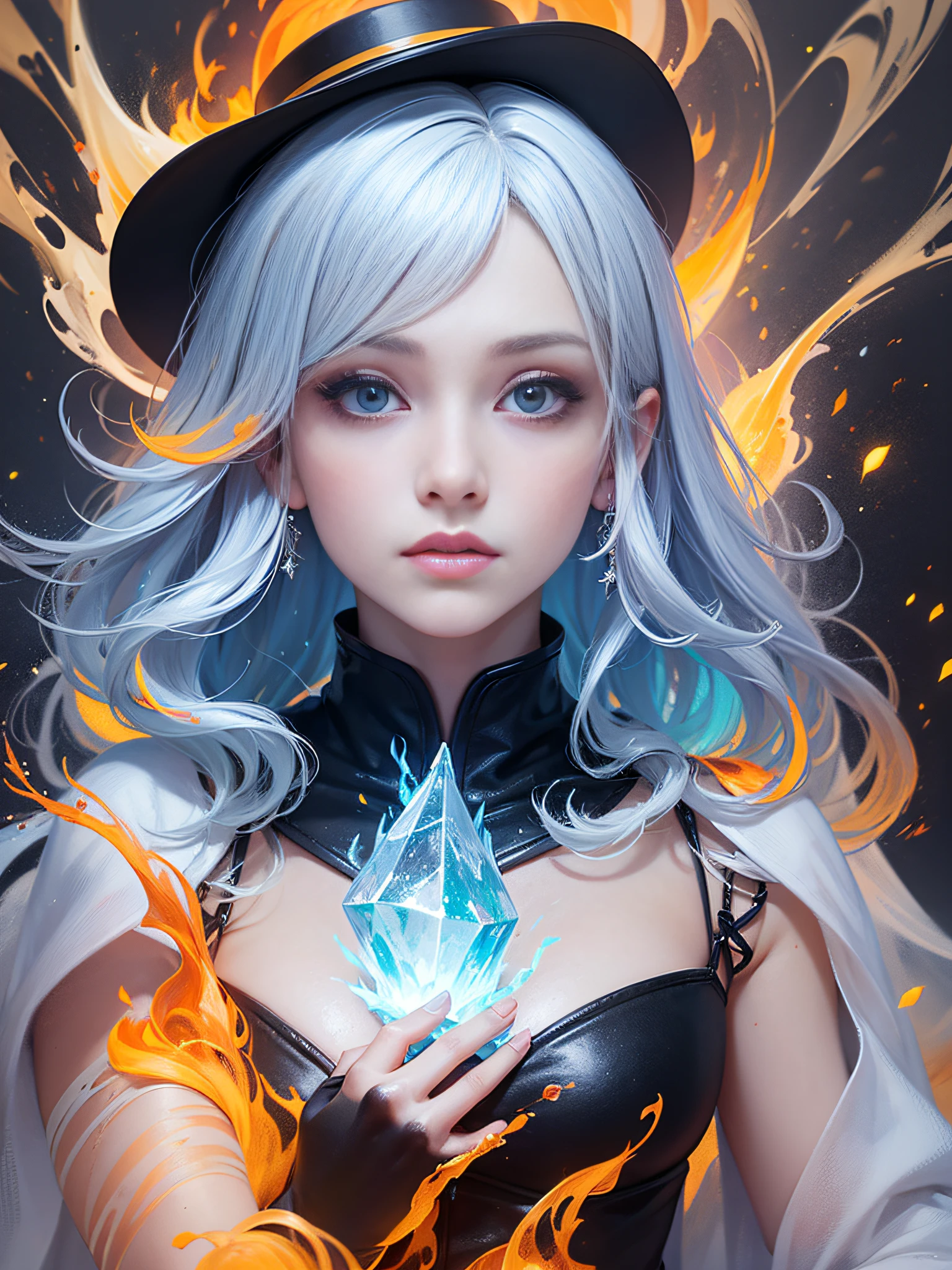 TITLE: Fire and Ice Wizard
prompt:
Use your imagination、Create detailed illustrations of wizard girls manipulating fire and ice。
Instructions:
1. Character modeling:
- 女の子の年齢は17歳から20歳の間で、It is an image with a cute and attractive appearance.。
- Have long hair、Hair color is your choice。Try drawing your hair in a fiery red or orange gradient。
- Use icy blue or light blue for your eyes to express coldness.。
- sorcerer's hats, The dress, etc.、Try dressing up in a wizard-like costume。
2. Depiction of fire and ice elements:
- The magic of fire in the right hand、Imagine that the magic of ice resides in your left hand。
- Flame energy is released from the right hand、Incorporate your ideas into the shapes and colors of the flames。Describe the flames blazing vigorously。
- Ice energy is released from the left hand、Draw ice crystals and snow particles flying around。Please try to design so that the ice feels cold.。
3. Background and Environment:
- Wizard girl in a fire cave or ice castle、Place it in a fantasy environment and draw it。
- Try to make sure that the elements of fire and ice are also represented in the background and surroundings.。Try adding specific depictions such as a wall of burning flames or a column of ice。
4. Detail and color:
- Pay attention to character and background details。Wizard girl facial expressions and poses、Costume patterns, etc.、Let's express the character more vividly by drawing with attention to detail。
- Use beautiful colors to decorate your illustrations。Flames orange or red、Ice blue and white, etc.、Use contrasting colors to create effective contrasts。((master masterpiece)), The Highest Quality, Super detail, HIGH DEFINITION, 非常に詳細なCG統一8K壁紙, Hd, Perfect anatomy
pay attention:
- Illustrations can be produced in analog or digital。
- Draw your illustration style with your personality and style that you are good at。
- Use your own ideas and creativity in your illustrations。