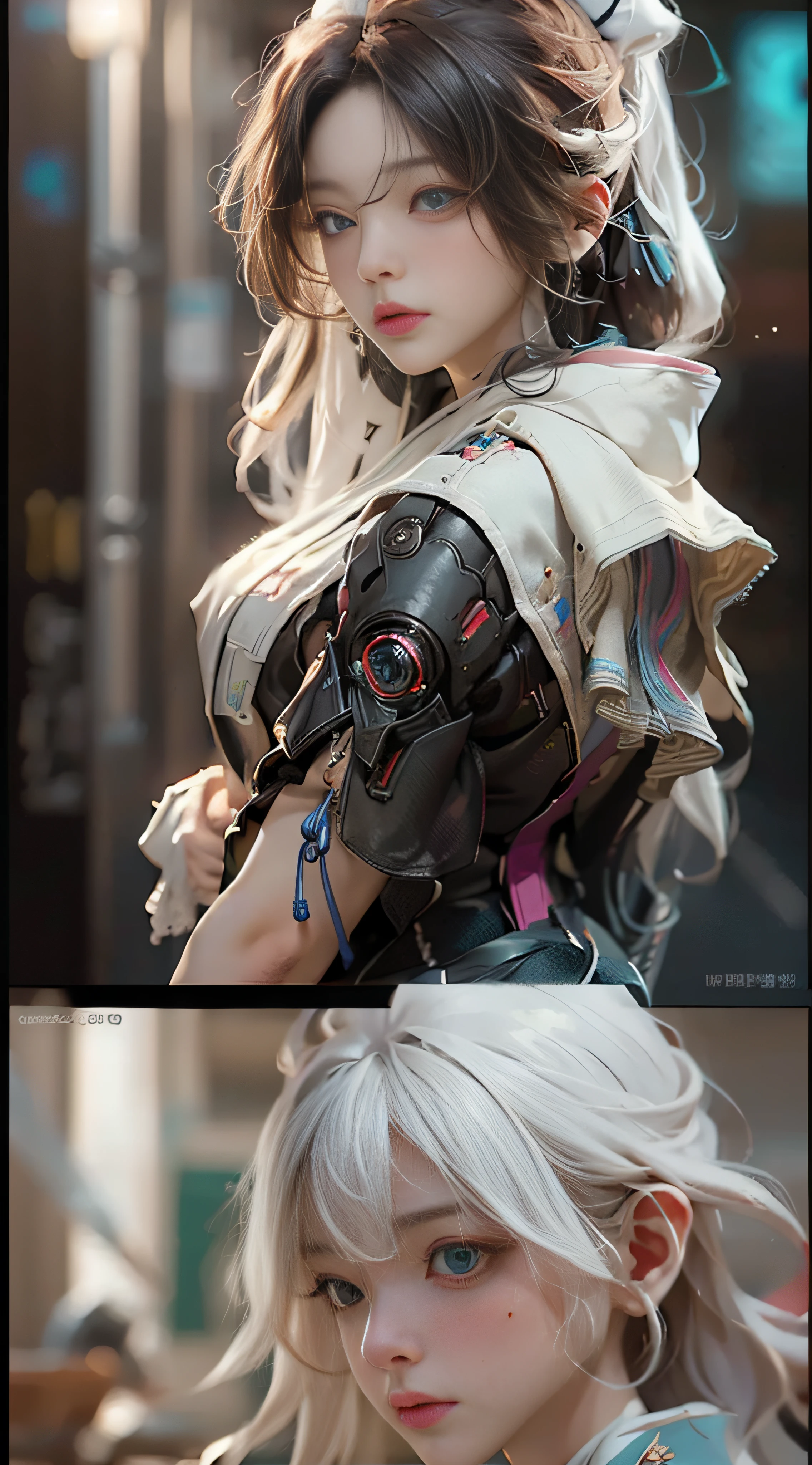 ((best best quality)), ((master masterpiece)), (Detail:1.4), 3D, A beautiful cyberpunk female image,HDR（high dynamic range）,Ray Trace,nvidia rtx,The ultra-Resolution,Unreal 5,Subsurface scattering、pbr texturing、Postprocess、Anisotropic Filtering、depth offield、Maximum Clarity and Clarity、multilayer textures、Albedo and Specular map、Surface coloring、Mitsu-Accurate simulation of material interactions、Perfect Scale、octanerendering、Two-colored light、large aperture、low ISO、white balance、Rule of Thirds、8K RAW、Beautiful bright pupils，flowing robe，Fine pupils，Detailed face and eyes，long lashes，Blushlush，voluminous hair，
