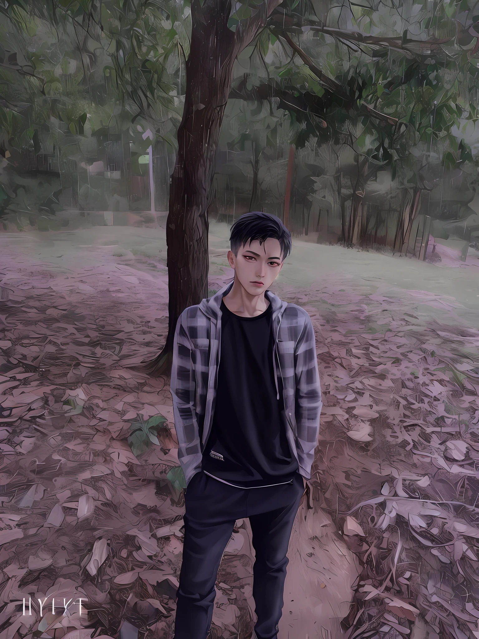 kk, best quality, more details, masterpiece, 1boy, kaneki ken, portrait, male focus, red eyes, solo, bangs, looking at viewer, hood, short hair, rain, tokyo tokyo \(city\), hood up, nail polish, white hair, luxurious, 8k, detailed, ray tracing, depth of field, cinematic lighting,