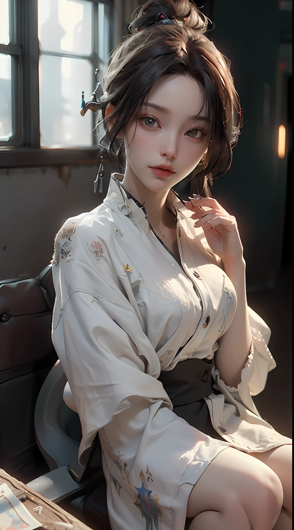((Best quality)), ((masterpiece)), (detailed:1.4), 3D, an image of a beautiful cyberpunk female,HDR (High Dynamic Range),Ray Tracing,NVIDIA RTX,Super-Resolution,Unreal 5,Subsurface scattering,PBR Texturing,Post-processing,Anisotropic Filtering,Depth-of-field,Maximum clarity and sharpness,Multi-layered textures,Albedo and Specular maps,Surface shading,Accurate simulation of light-material interaction,Perfect proportions,Octane Render,Two-tone lighting,Wide aperture,Low ISO,White balance,Rule of thirds,8K RAW,