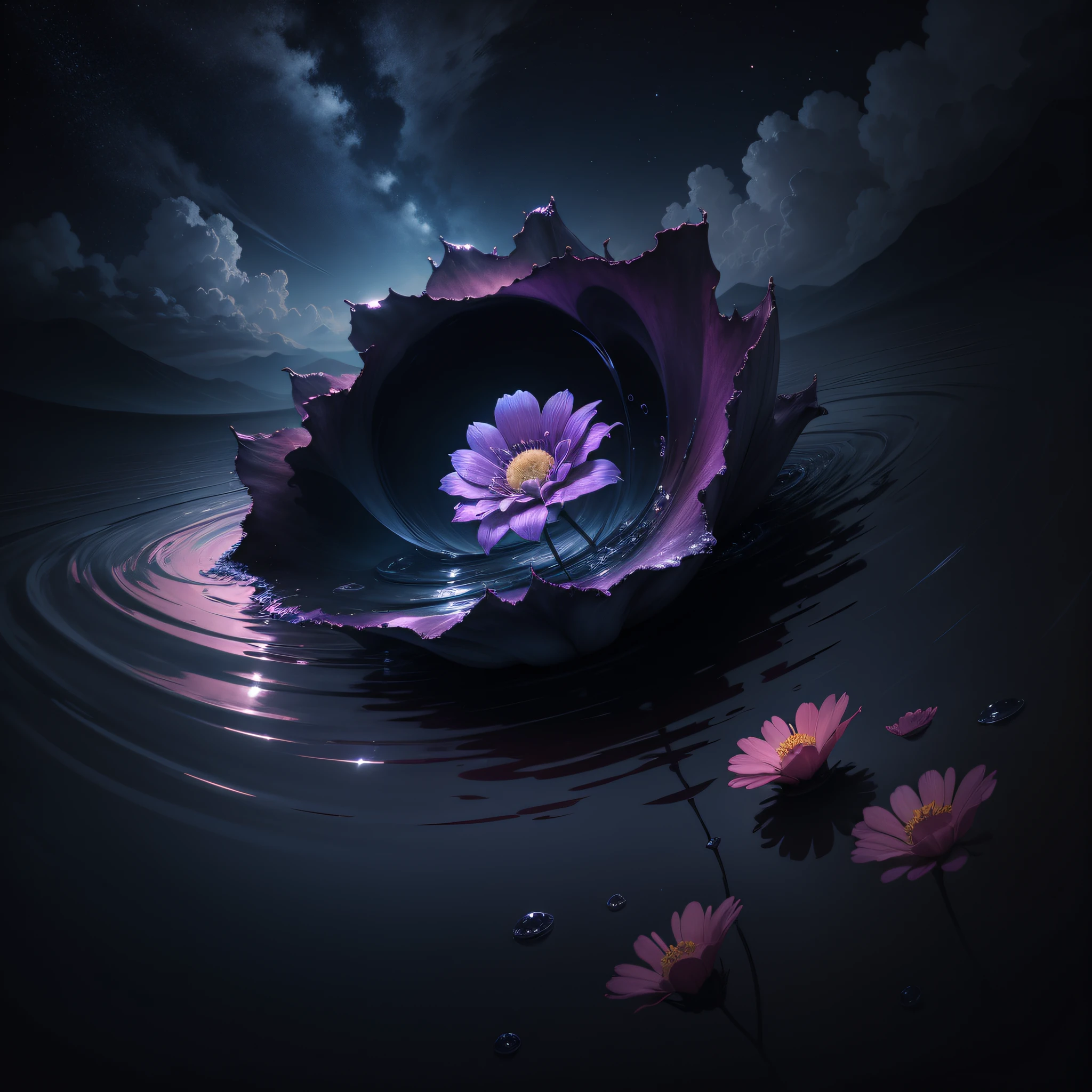Dark series flower sea beauty, sky