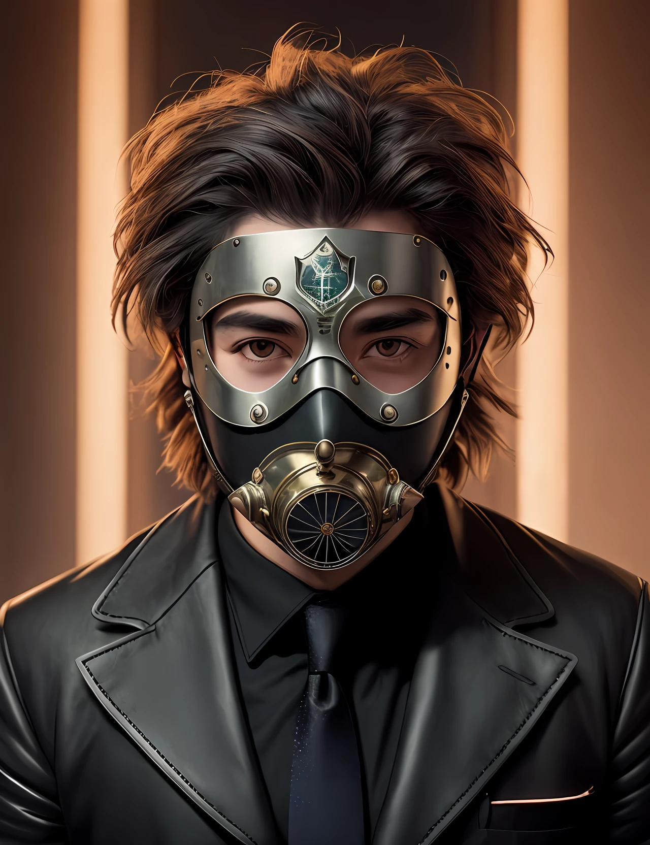 A young man in a smoke mask and hood on a street, with manifestation