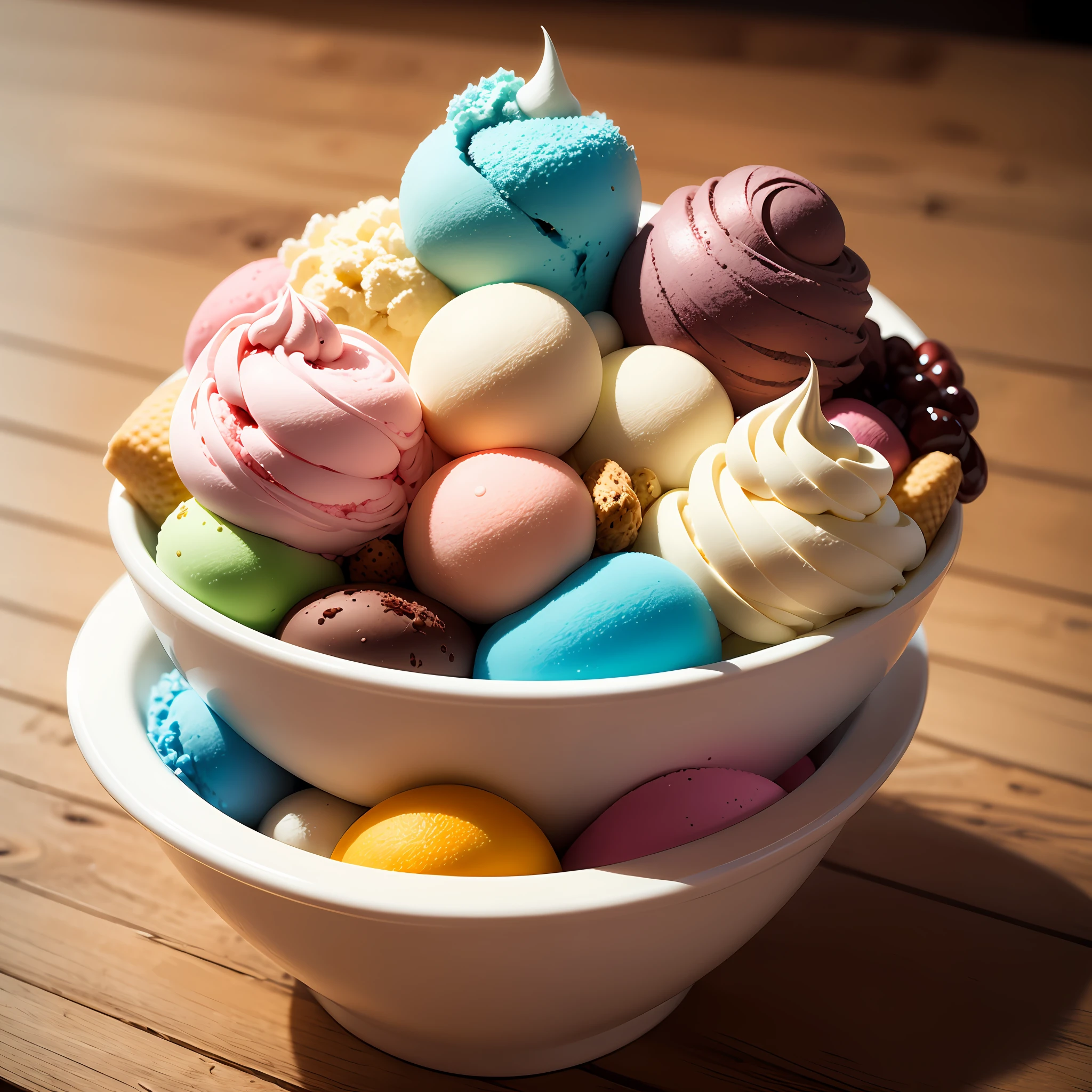 A bowl full of colorful ice cream. --auto