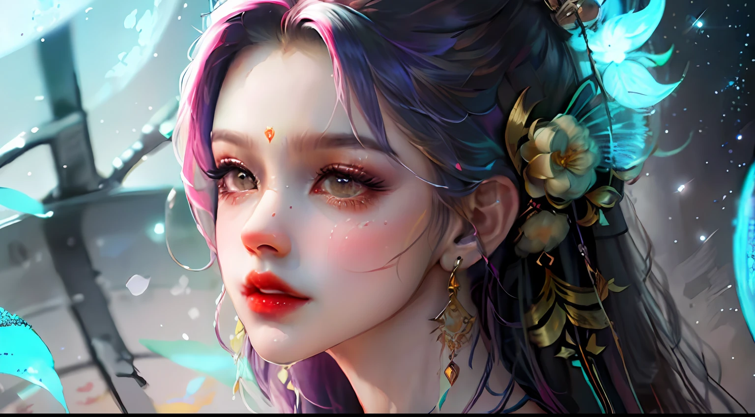 Reviewed Hanfu Red Blue Moon Style Close Up Pretty Face Face Beauty Big Breasts Illustration No --auto