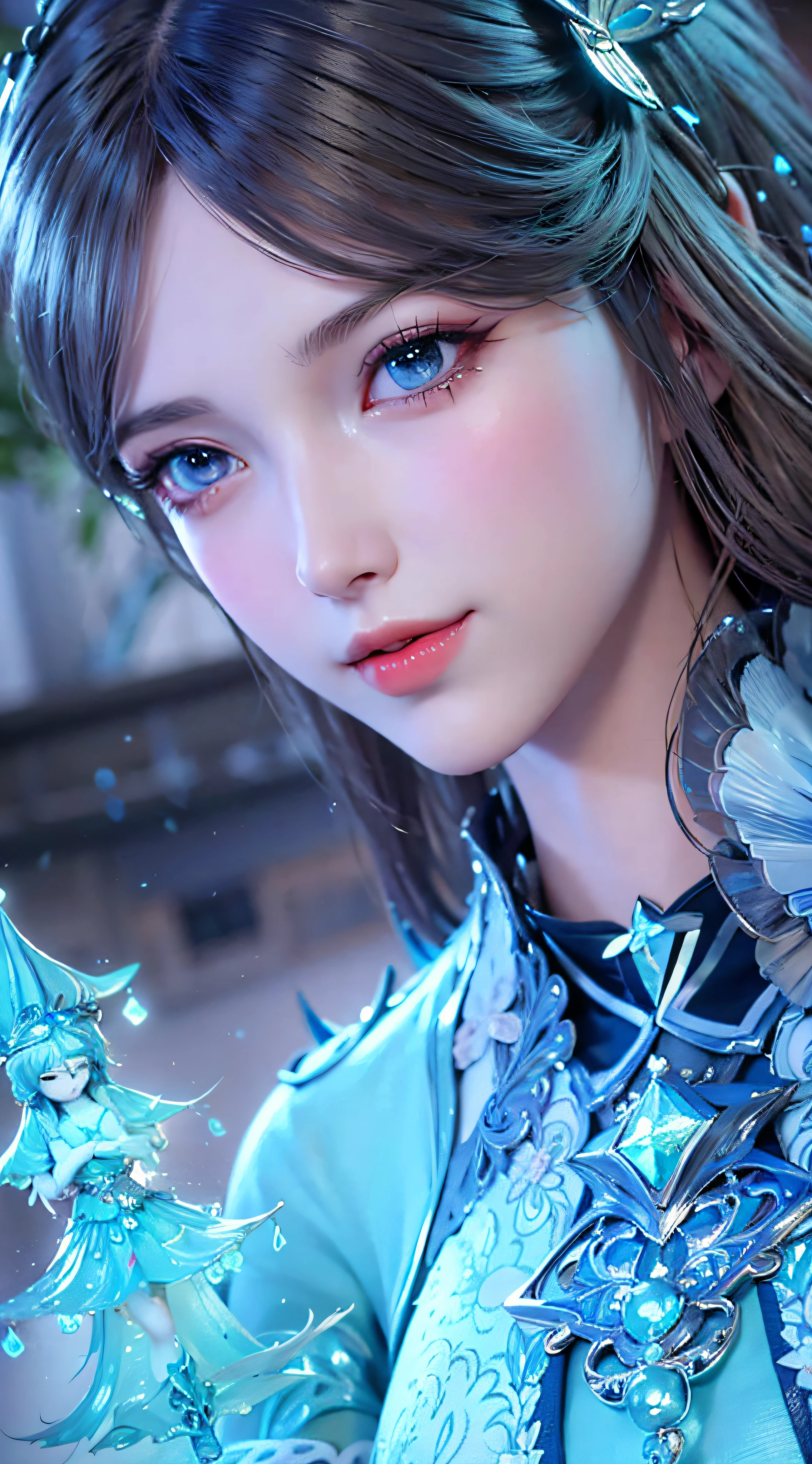 a close up of a woman with a butterfly on her shoulder, 8k high quality detailed art, game cg, 4 k detail fantasy, portrait knights of zodiac girl, hyperdetailed fantasy character, great digital art with details, from lineage 2, inspired by Leng Mei, 4k highly detailed digital art, closeup fantasy with water magic, lineage 2 revolution style