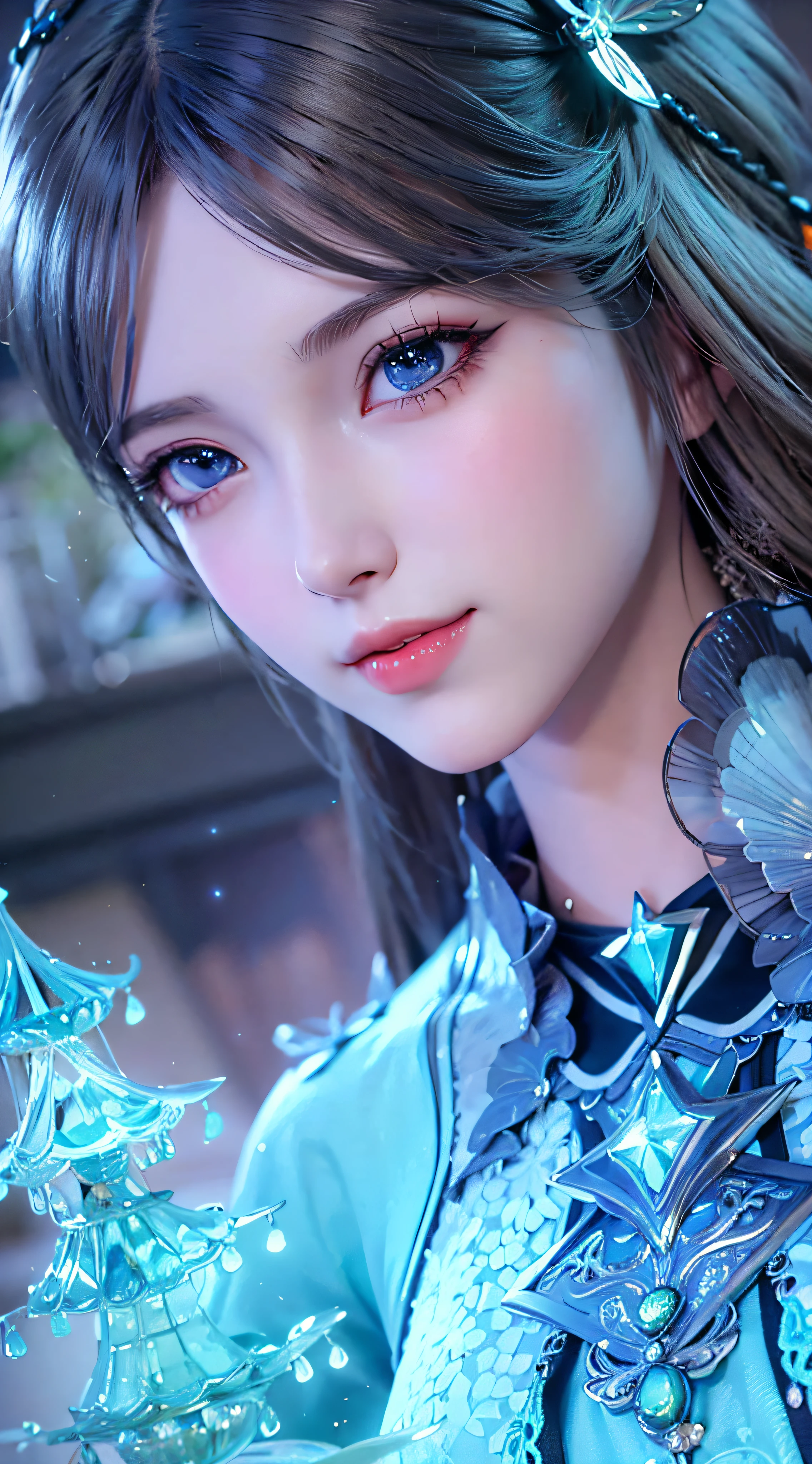a close up of a woman with a butterfly on her shoulder, 8k high quality detailed art, game cg, 4 k detail fantasy, portrait knights of zodiac girl, hyperdetailed fantasy character, great digital art with details, from lineage 2, inspired by Leng Mei, 4k highly detailed digital art, closeup fantasy with water magic, lineage 2 revolution style