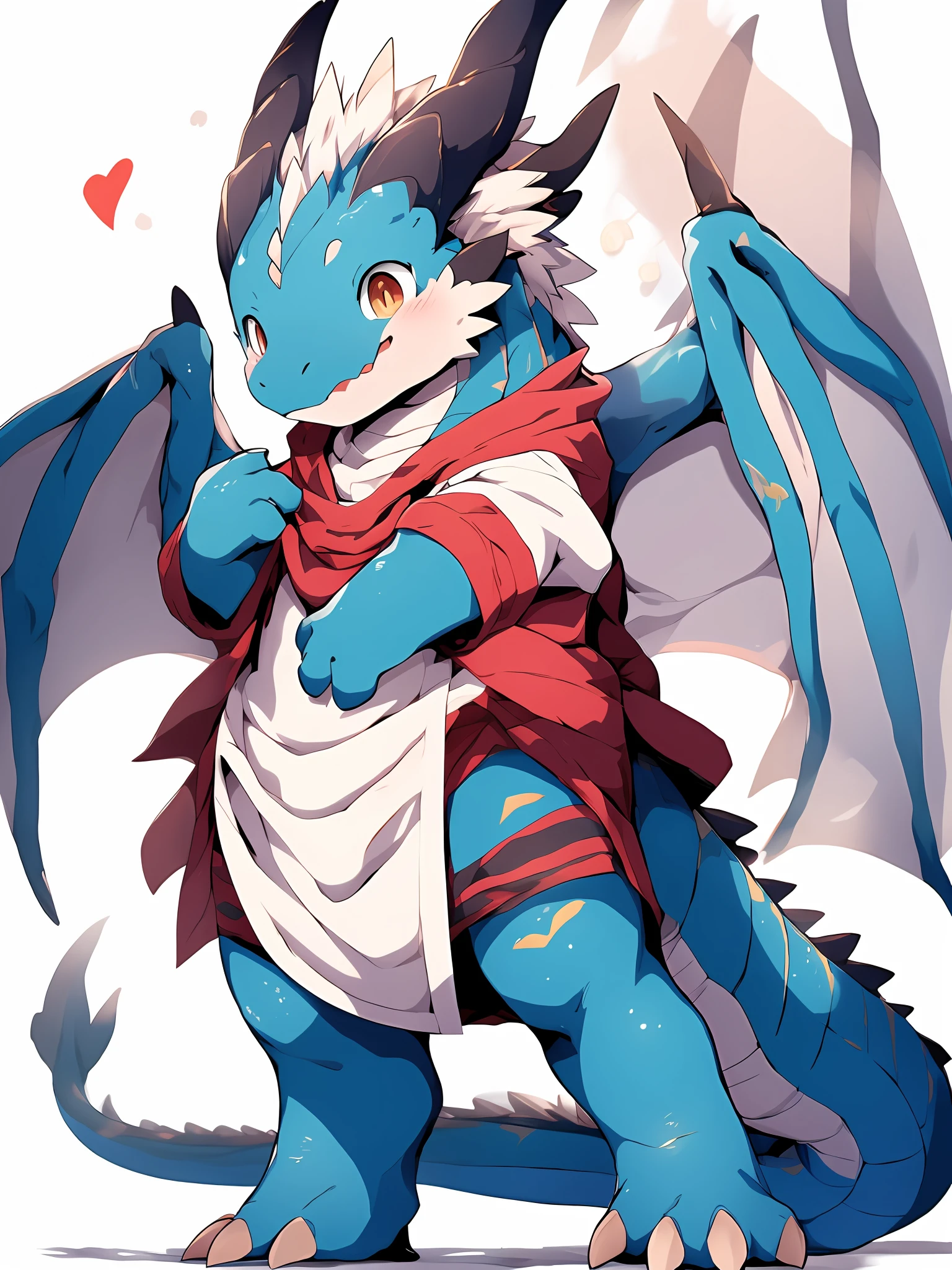 Loong, Light blue scales,Q version, adorableness, standing a, master masterpiece, great resolution,8k,detailedbackground,highs quality,The boy,(By Dagasi:1.1),solo