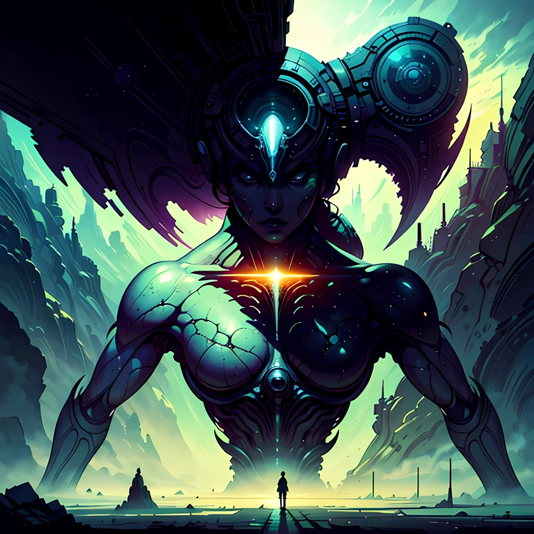surreal photorealism in the style of Moebius, Beksinski, Kley, minimalism, sci-fi, abstract fantasy, intense interplay of light and shadows. --auto