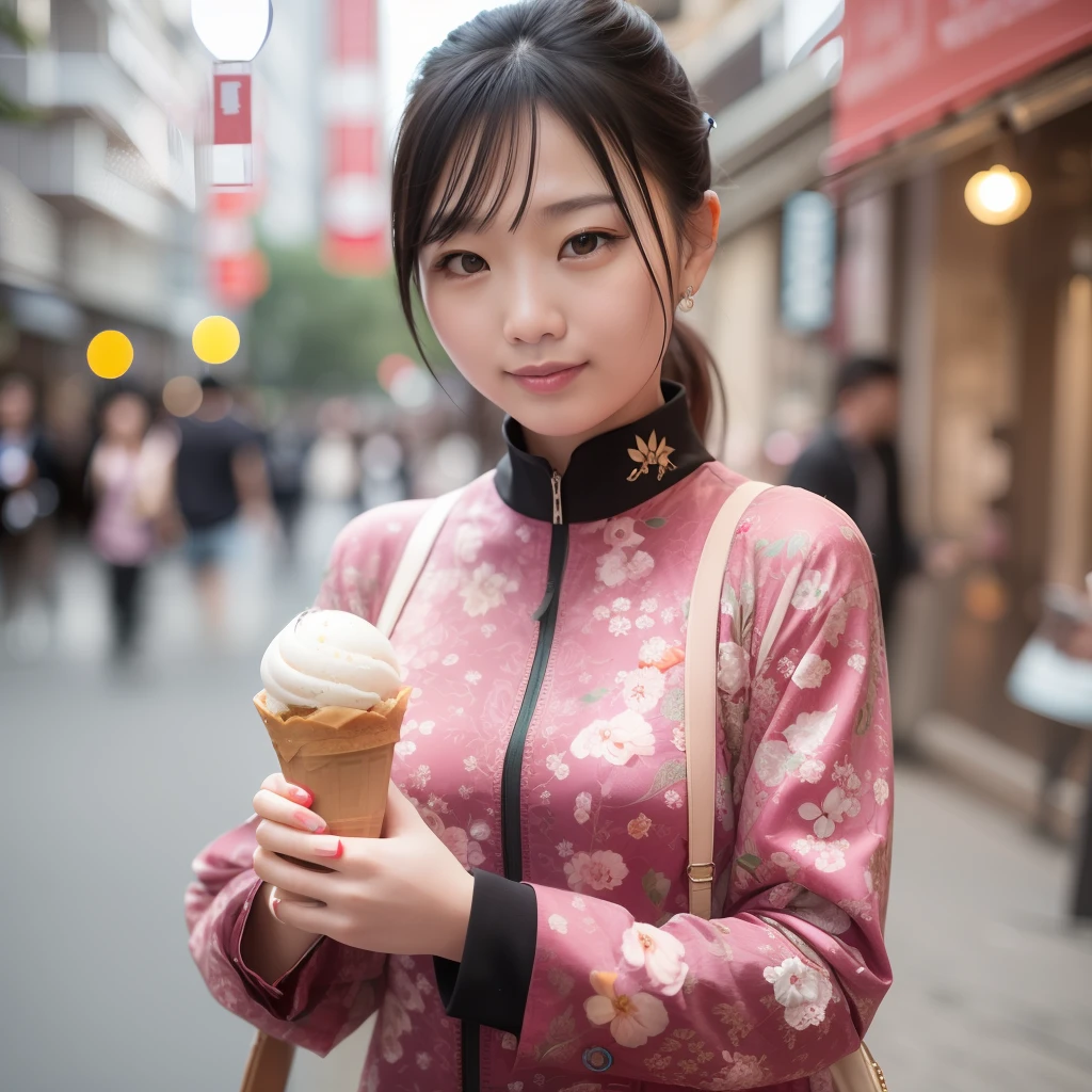 A beautiful Shanghai woman,Ice cream in hand