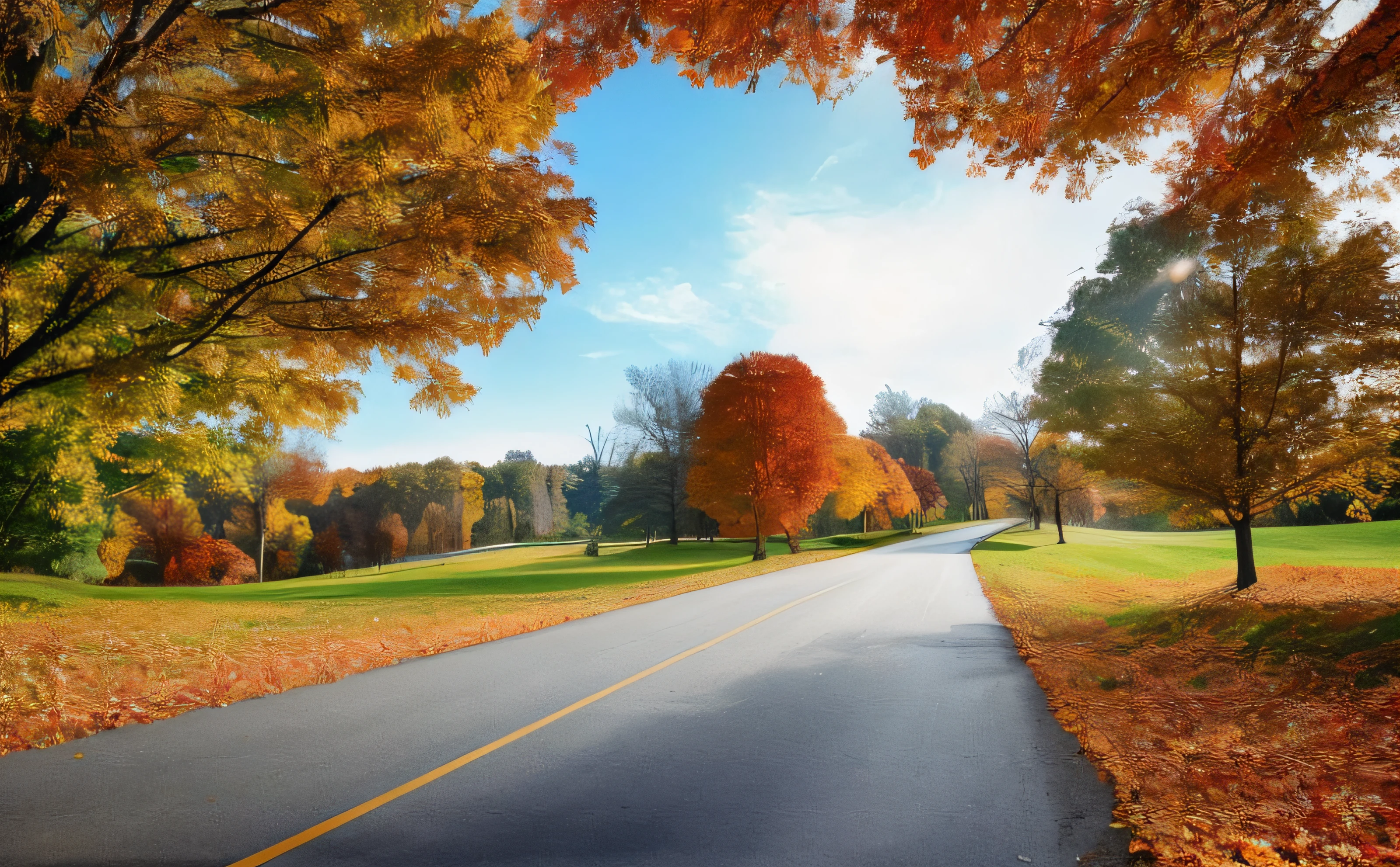 View of the road,There are trees and leaves on the sides, fall season, fall season, colorful autumn trees, fall foliage, during autumn, country road, colorful scene, beginning of autumn, in fall, photo taken with provia, maple trees along street, maple trees with fall foliage, fall vibrancy, autum, vibrant scene, in fall