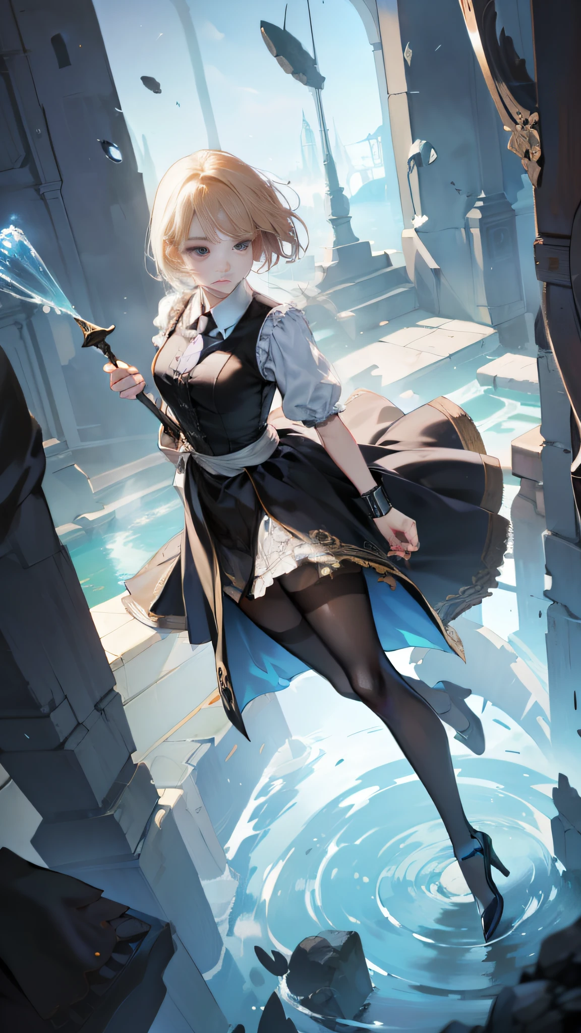 Nardack,RAW,(intricatedetailed),1girl,solo,paleskin,expressionless,(BlackCorsetStrapcottonDress:1.1),whiteLong-SleeveLayeredCollarPlainShirt+NeckTie+SuspenderA-LineSkirt,blackpantyhose,hghheels,Thestrapisslimmingthewaist,(darkfantasy:1.2),(lastboss:1.25),whitehorrortheme,grandeur,((marvelousillustration)),(detailedsplash),