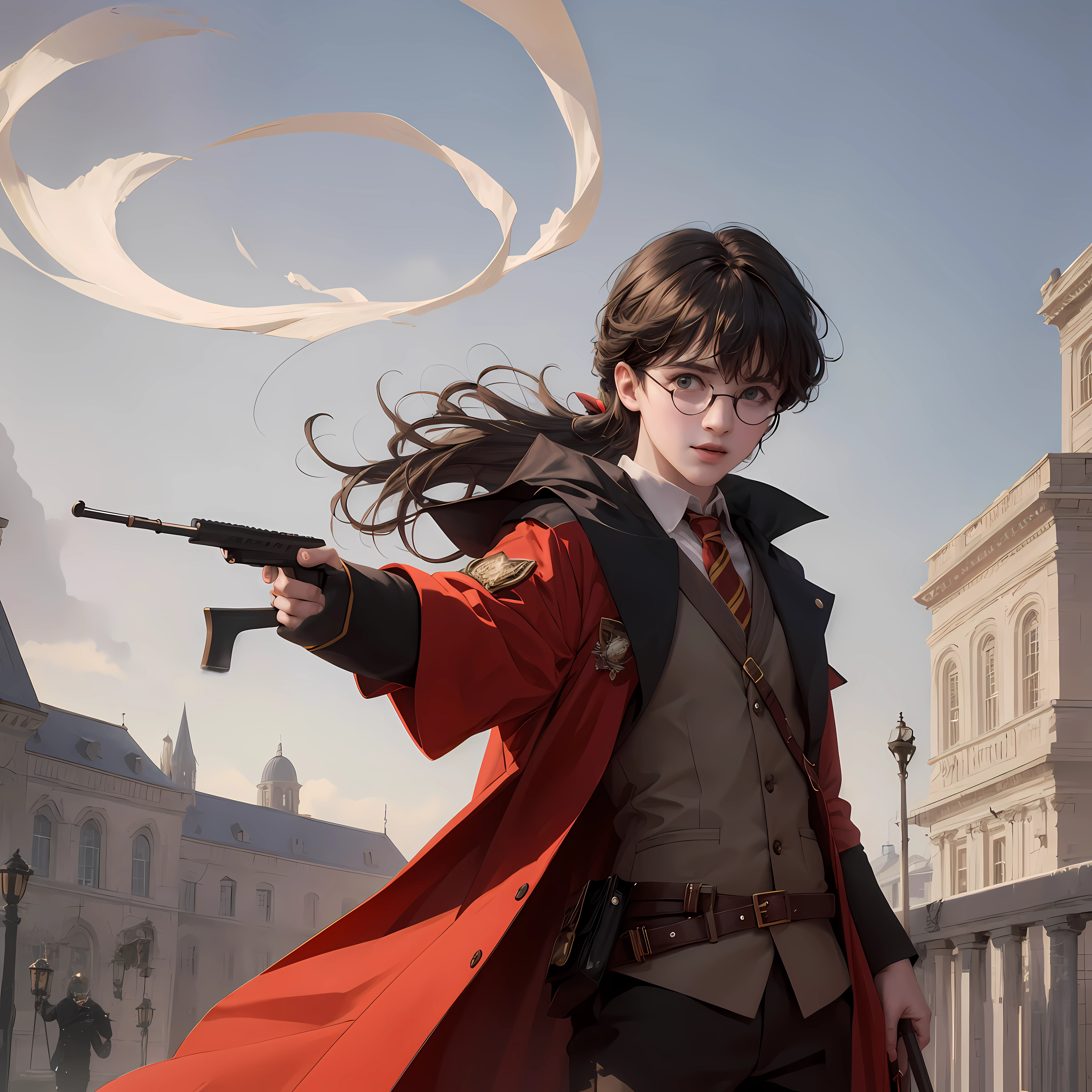 Modern weapons in hand
