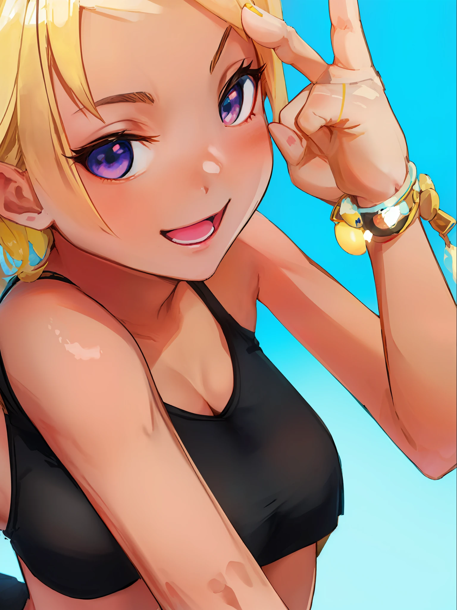 anime girl in a black bikini posing for a picture, Anime Style」, misa amane *, kagamine rin, Anime Moe Artstyle, digital-anime art!!, anime artstyle, clean detailed anime style, LOLI, ( ( misa amane # ) ), FULL BODY:: sunny weather::, anime style hyper detailed