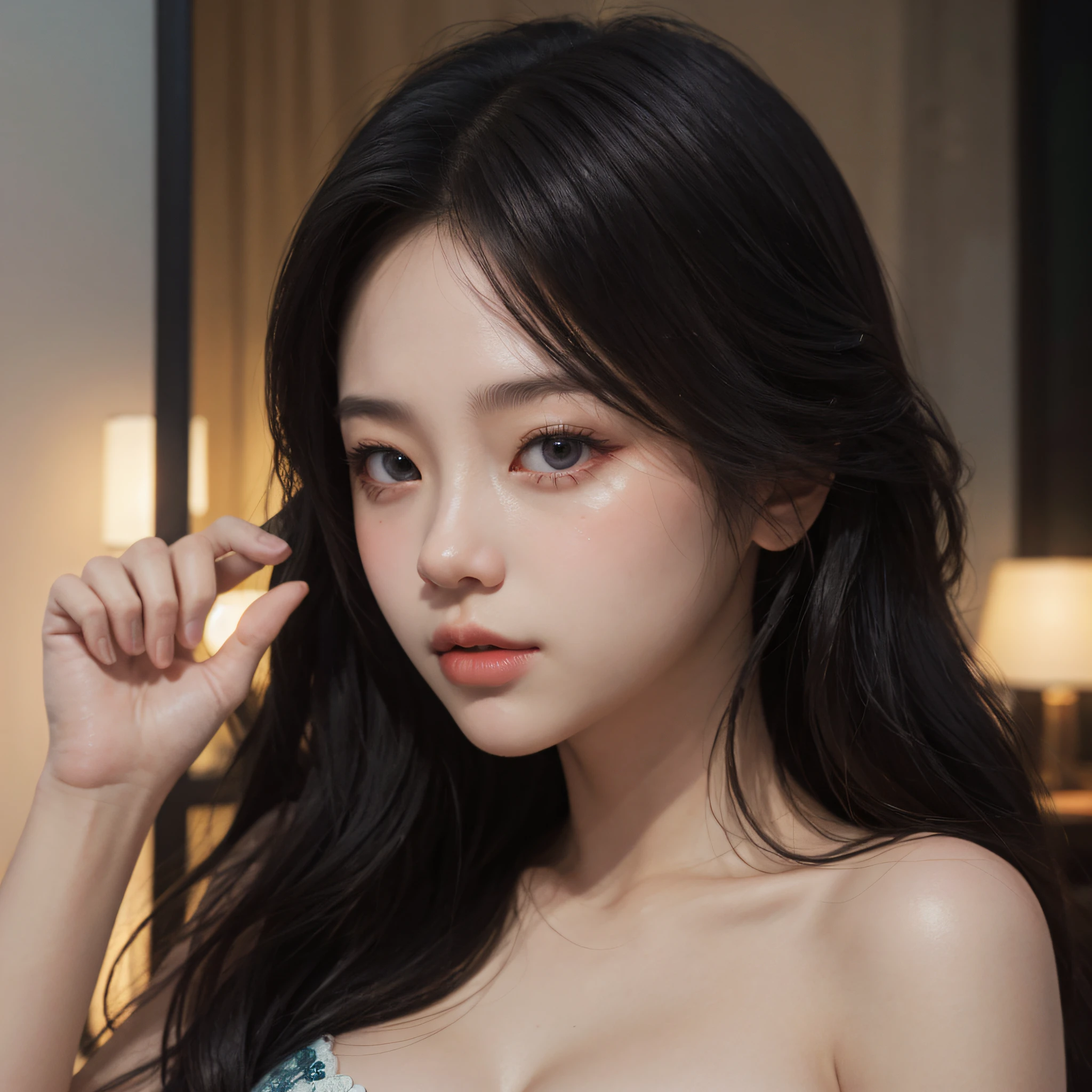 1girl， Portraits， master masterpiece， ultra Realistic， 32k， 极其详细的 CG Unity 8k 壁纸， best best quality， vivid colour， soft lights， Half up, half down，gigantic tits