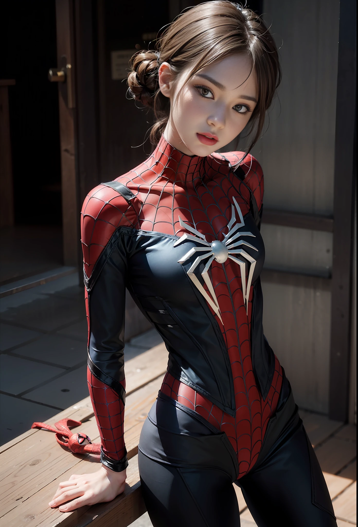 Beautiful and delicate feminine Spider-Man role-playing,Delicate and small chest。