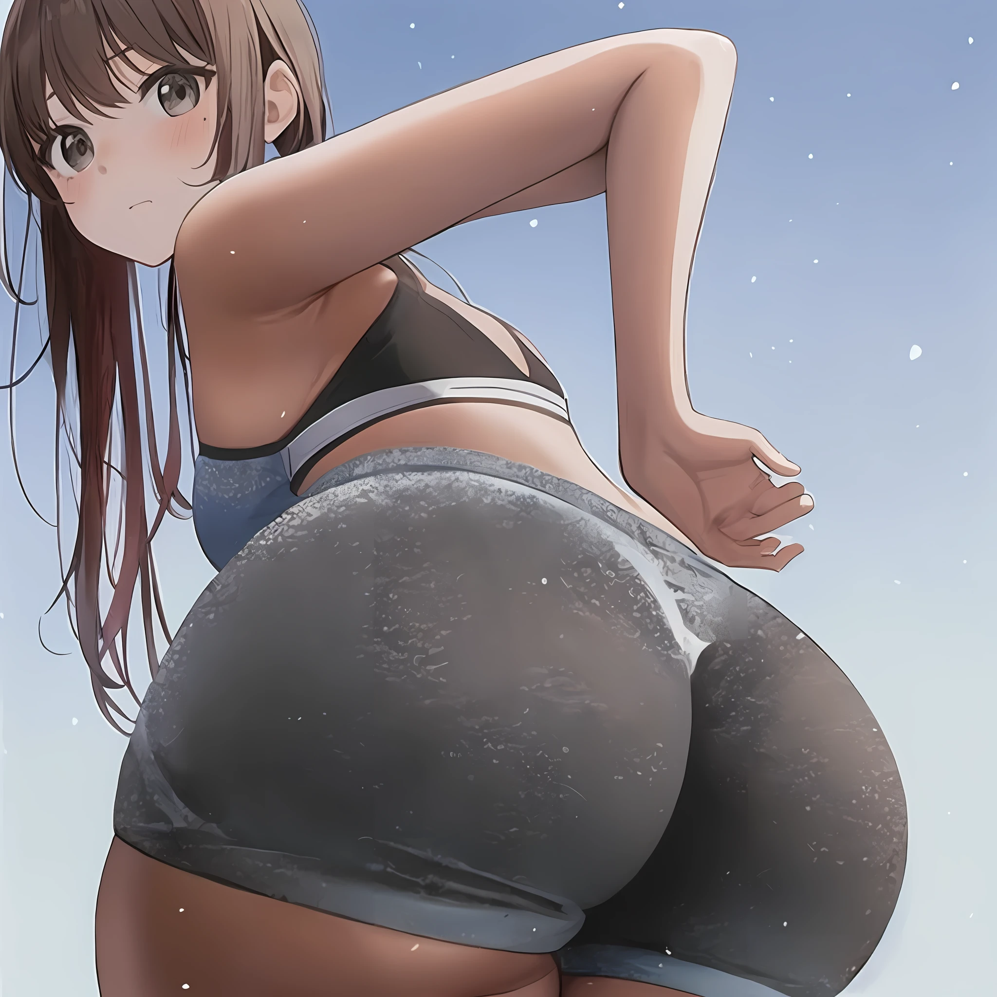 anime girl in a short skirt with a big butt, Chic, beautiful anime girl squatting, Bend over, small curvaceous loli, thick thigs, thickthighs!!!, thickthighs!!!!!!, oppai, Gwaiz, shapely derriere, round thighs, by Kentaro Miura, [ 4 k digital art ]!!, toned derriere