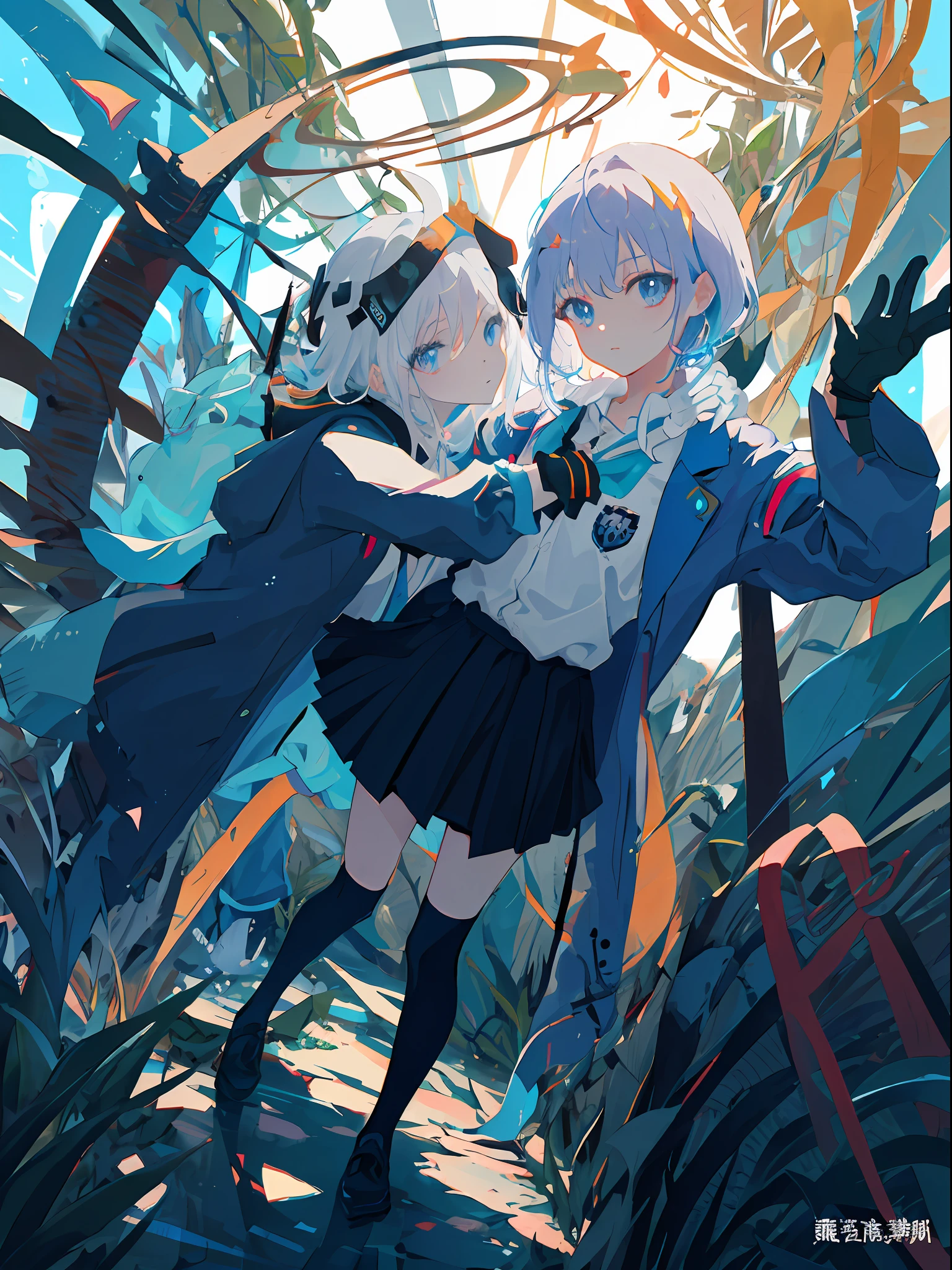 master masterpiece，high quallity，1girl，A female investigator wears a student uniform，anime girl with white hair and black gloves walking through a forest, artwork in the style of guweiz, anime lush john 8k woods, anime cover,detailed anime character art, anime style 4 k, The character depiction is very detailed，The female investigator in the picture has multiple scars，It gives a terrifying feeling that the female investigator wears a jacket，The whole image is very nuanced。