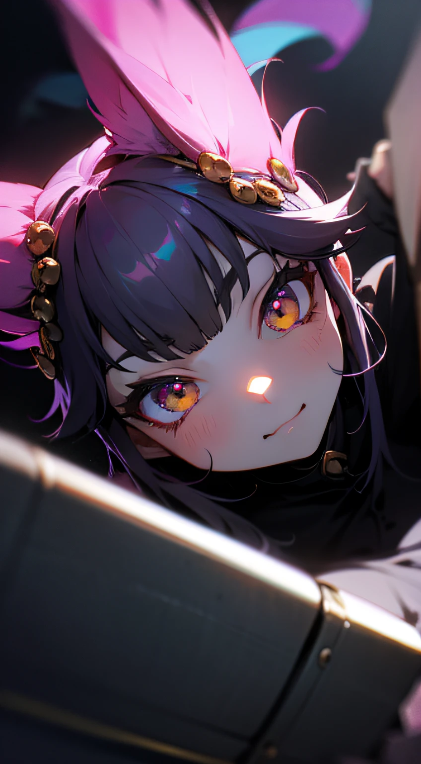 An otherworldly nekomancer，Love vibrant tones and gorgeous accessories，close-up， --niji 5 --s 400