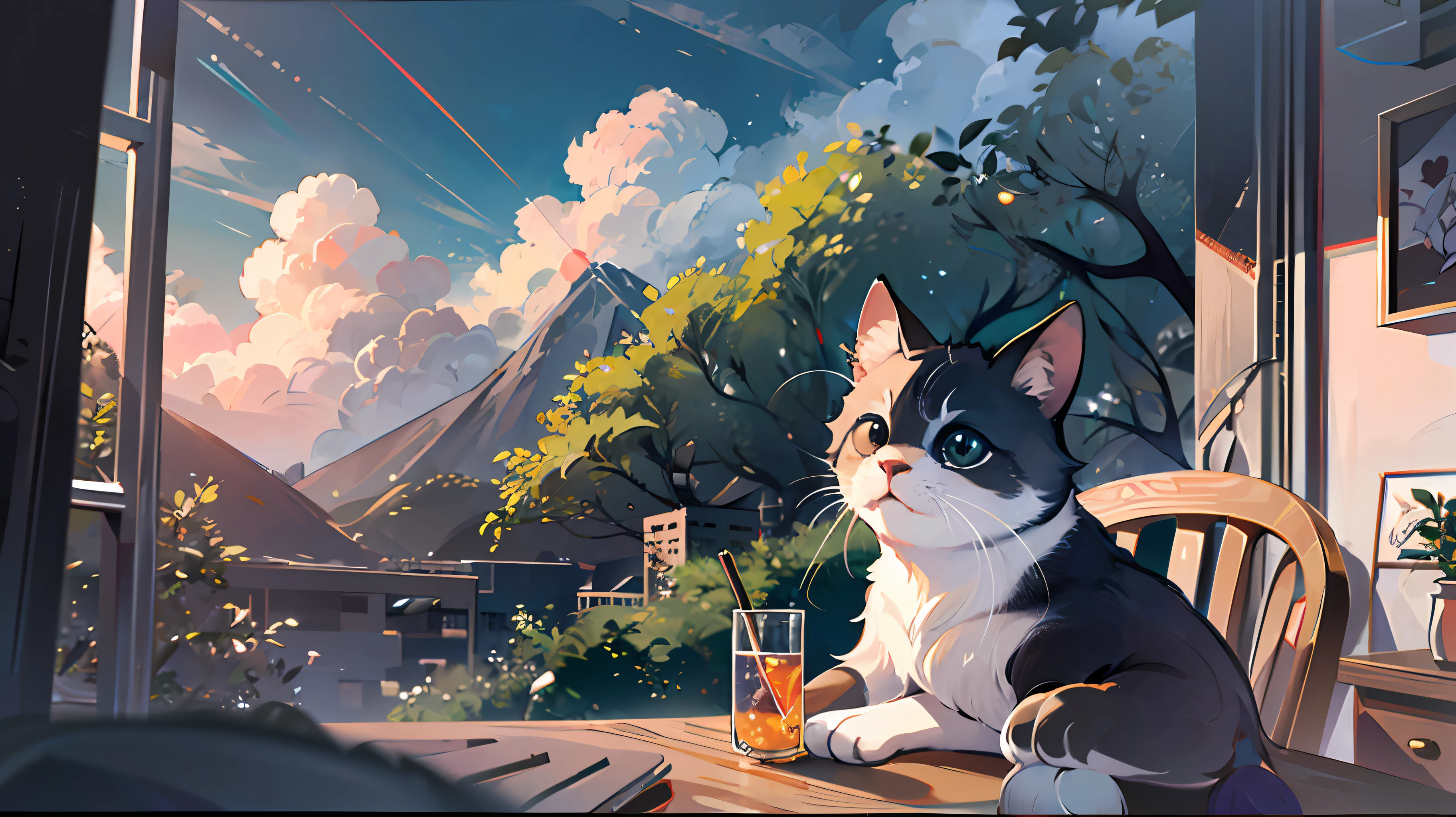 The healing cute style of natural scenery, the cute animal image with thin-rimmed metal-framed glasses, the warm and bright sunny atmosphere in the background, and the beautiful scene of leisure. --auto --s2