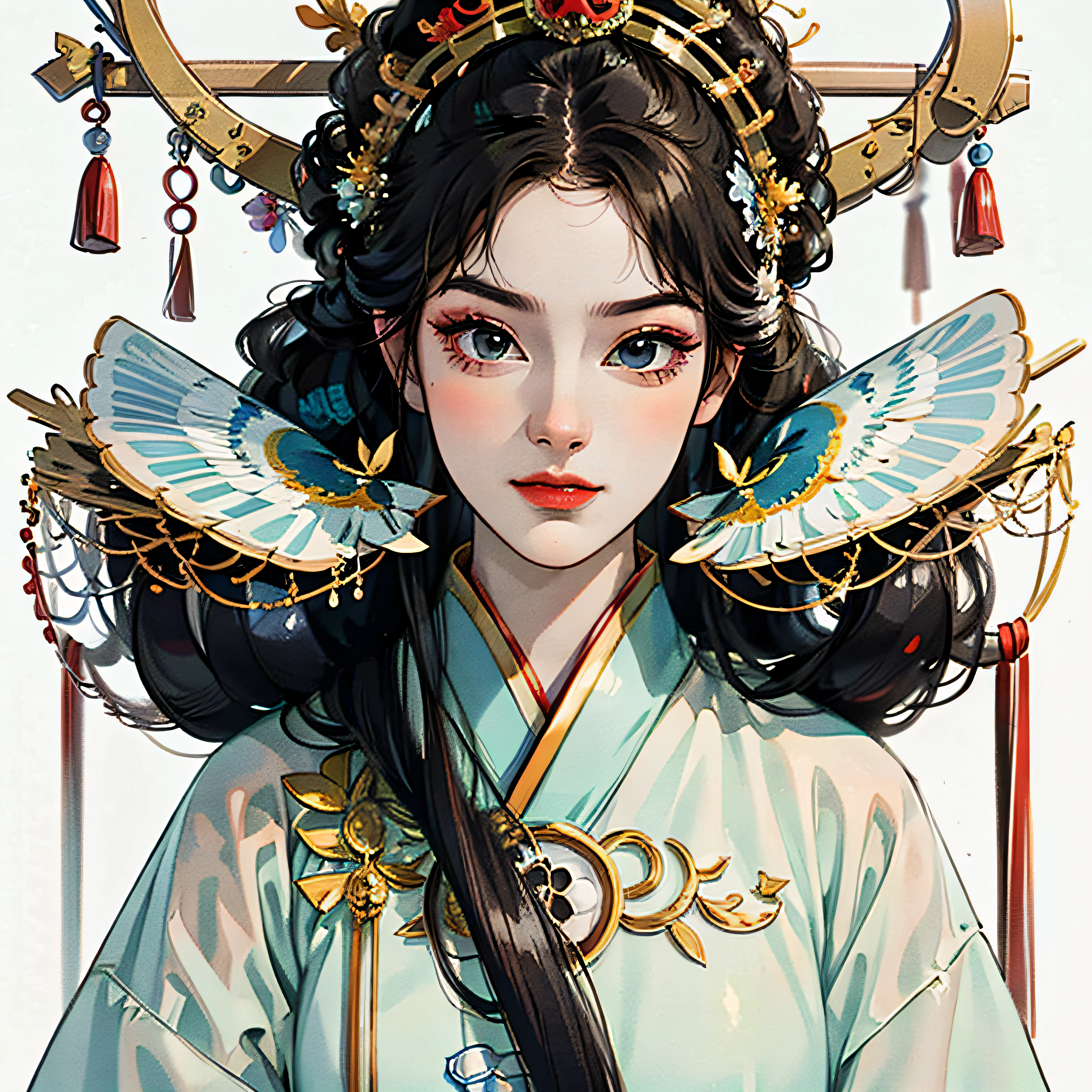 A Girl, Ancient Chinese clothing, sunrays, Clear face, clean white background, master masterpiece, super-detail, Epic composition, super high definition, high quallity, extremely detailed, official arts, 制服 8k 壁纸, super-detail,画面尺寸16:9,Ultra-clear picture quality --auto
