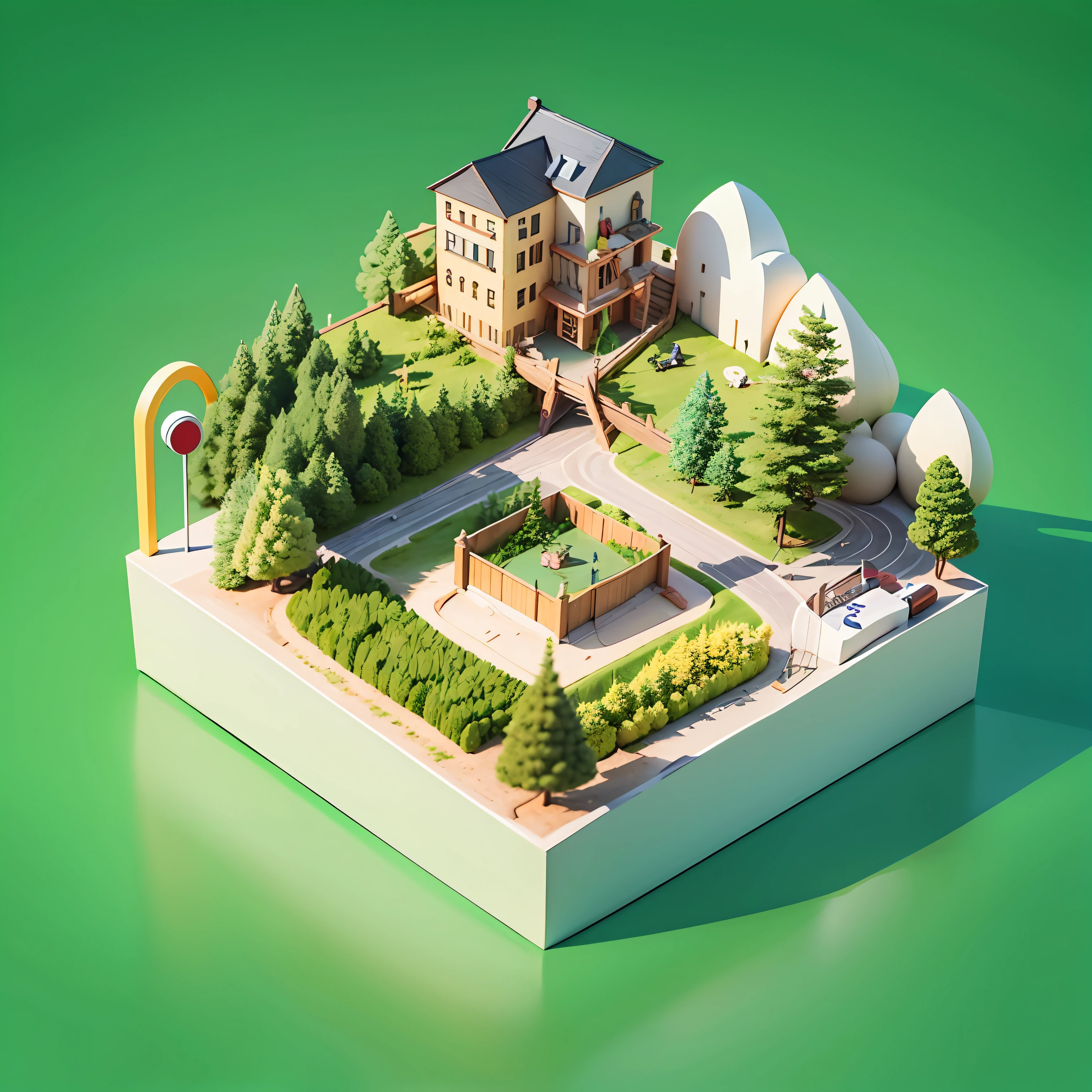 等距3D,,Isometric viewing angle,俯视45度视角 人群购物 商场微缩景观 精致贴图