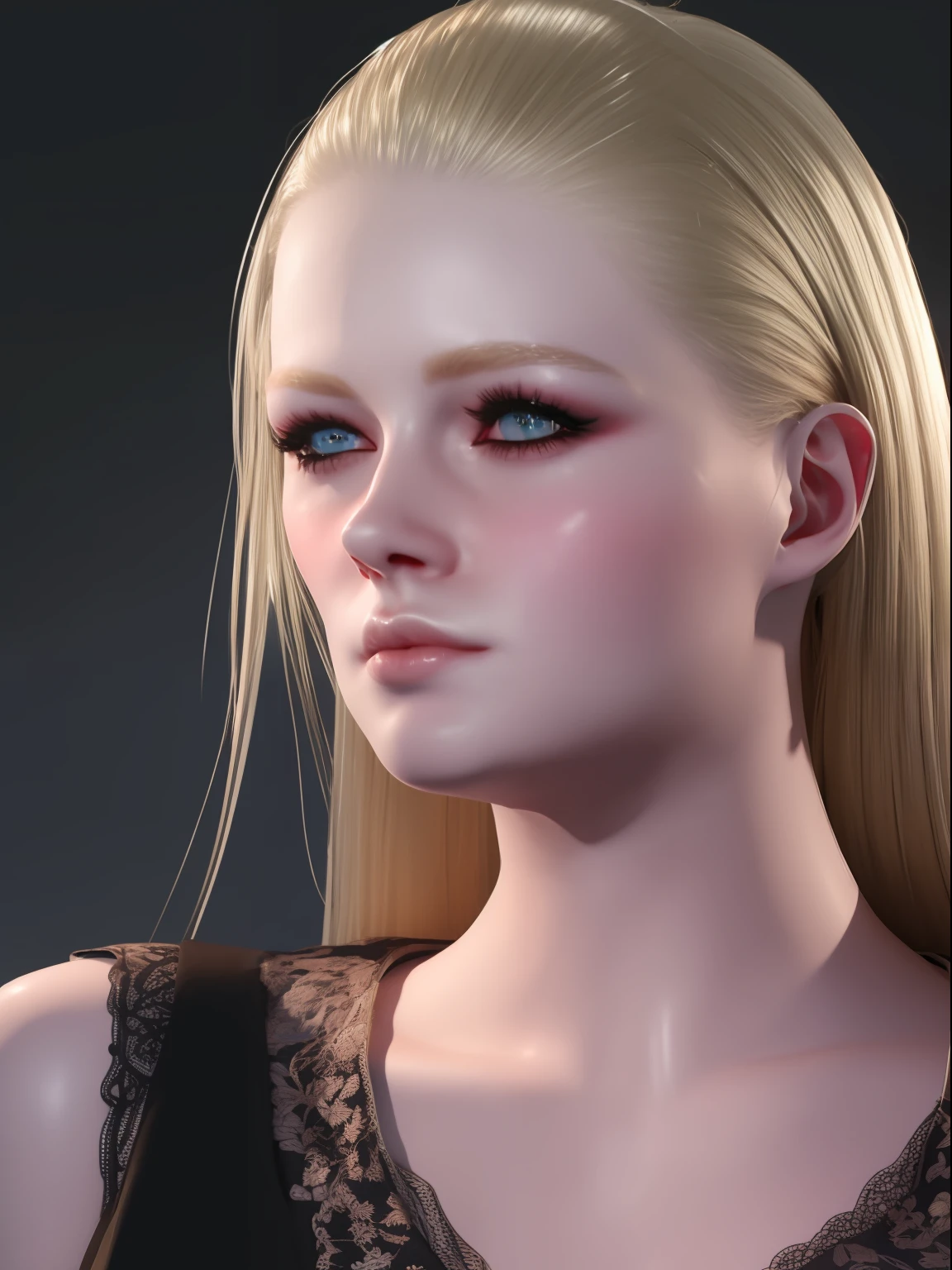 pretty blonde woman , black dress , 8k, realistic