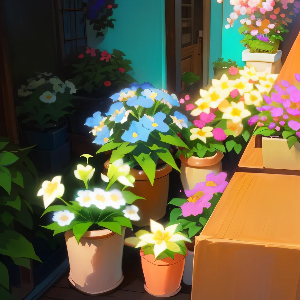 there are many potted flowers on a table near a window, flower shop scene, floral environment, lots of plants and flowers, oda's flowers everywhere, lots of flowers, flowers blooming, more and more flowers, flowers in bloom, flowers and plants, plants and flowers, s flowers everywhere, many flowers, some plants, potted plants, lots of plants, patchy flowers, flower pots