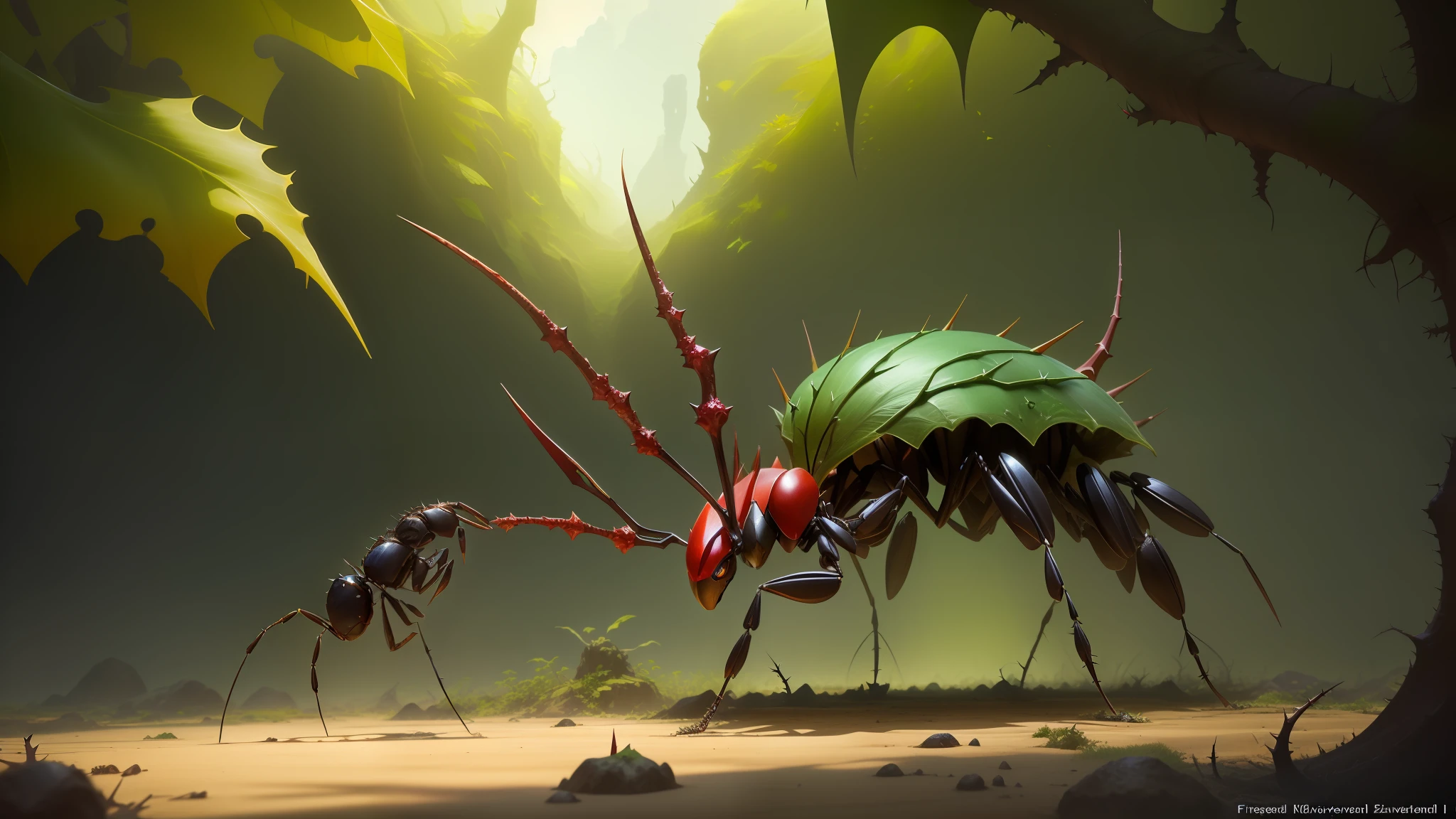 Ant Crawling, Key Art, Fairy Fruit, Rendering, Concept Art, Wild, Giant Thorns, Game Rendering, Official Rendering, Sentient Fruit, Official Art, Official Concept Art, Roland Zirvenskis 3d Render Art, No Text