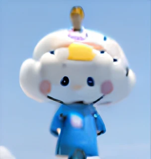 IP design for clouds,Three-dimensional,Cute face,Two red blushings on the face,sense of technology,There are wires on the head,Blue costume