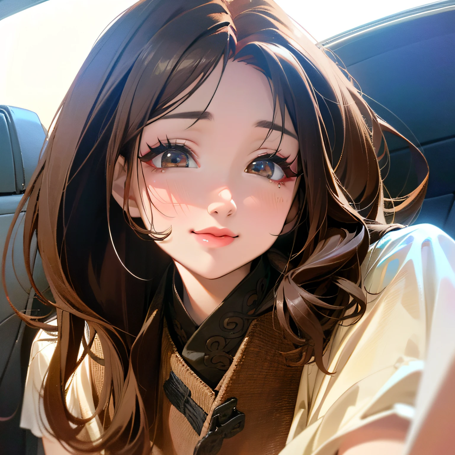 arafed woman with long brown hair sitting in a car, Bae Suzy, tzuyu from twice, jaeyeon nam, heonhwa choe, Ulzzang, park ji-min, Lee Ji-eun, Lee Ji - eun, Korean girls, wan adorable korean face, Sakimichan, 8k selfie photograph