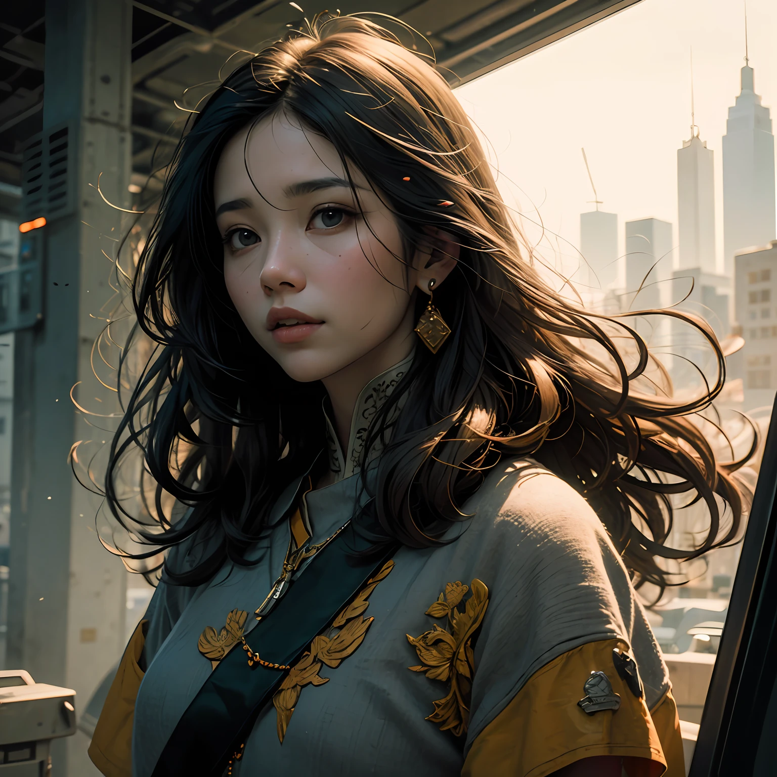/imagine prompt: Li Zhien, iu, celebrity, real person, black long hair, floating hair, delicate and agile eyes, beautiful, Proportional, Quixel Megascans Render, Unreal Engine, Rembrandt Lighting, Photorealistic, photoreal, Portrait Photography --no Ugly with too many fingers --q 2 --iw 0.5 --r 20 --auto