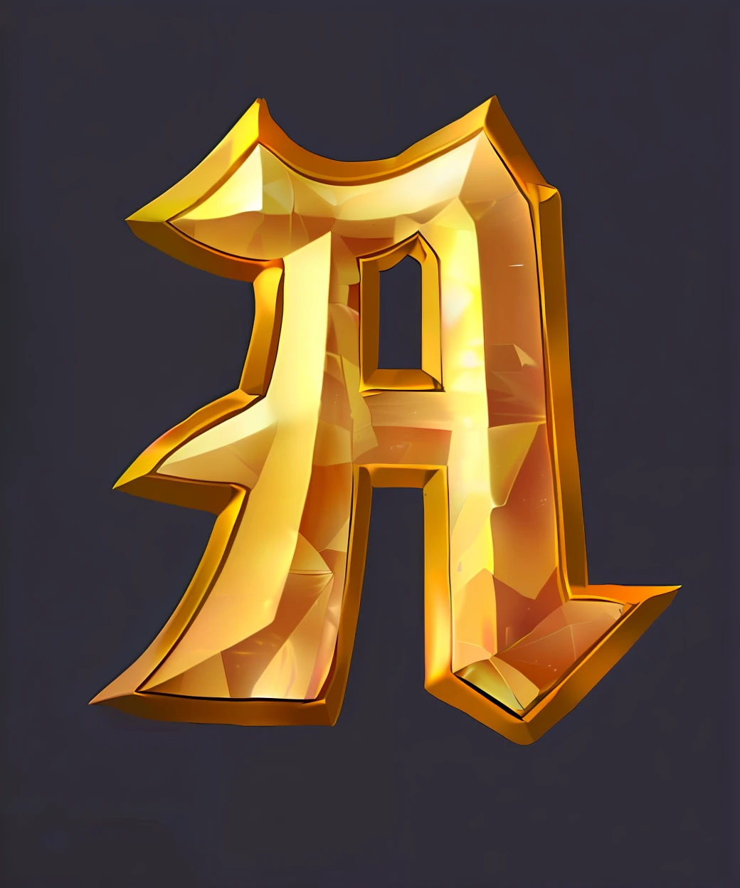 a gold letter with a diamond pattern on it, 3 d icon for mobile game, letter a, letter a, game icon asset, fantasy game spell symbol, Game assets, realistic gold, anorld render, alvah angelrune, runescape, ability image, game icon stylized, roblox avatar, screenshote, magic rune, no gradients