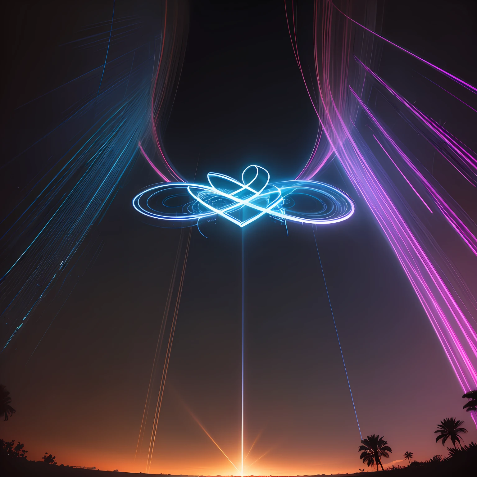Light painted on solid black background,timelapse ,The rays are connected together in the shape of a graceful infinity symbol,Light painting of the infinity symbol --auto