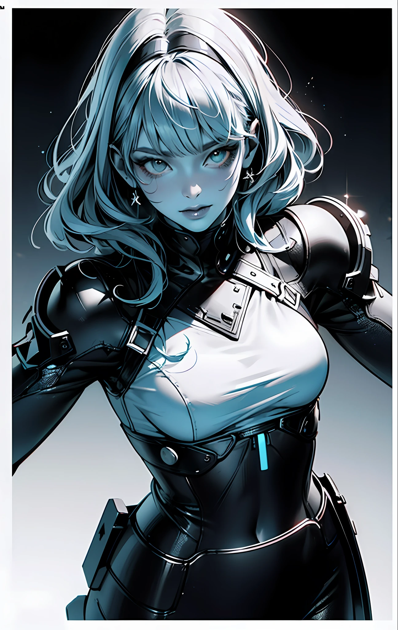 (comic style), (colored line art:1.5), ((Best quality)), ((masterpiece)), (detailed:1.4), 3D, an image of a beautiful cyberpunk female,HDR (High Dynamic Range),Ray Tracing,NVIDIA RTX,Super-Resolution,Unreal 5,Subsurface scattering,PBR Texturing,Post-processing,Anisotropic Filtering,Depth-of-field,Maximum clarity and sharpness,Multi-layered textures,Albedo and Specular maps,Surface shading,Accurate simulation of light-material interaction,Perfect proportions,Octane Render,Two-tone lighting,Wide aperture,Low ISO,White balance,Rule of thirds,8K RAW, (realistic:1.3), (mature adult:1.5),