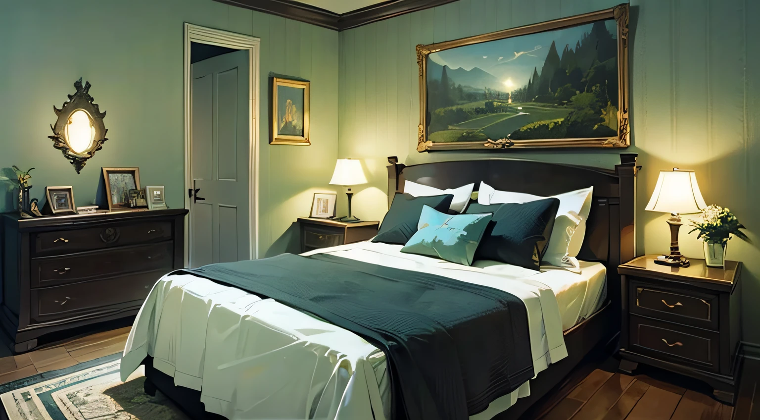 greenery、A black、noble、cool、Background、interior、inside room、Room、NIGHT