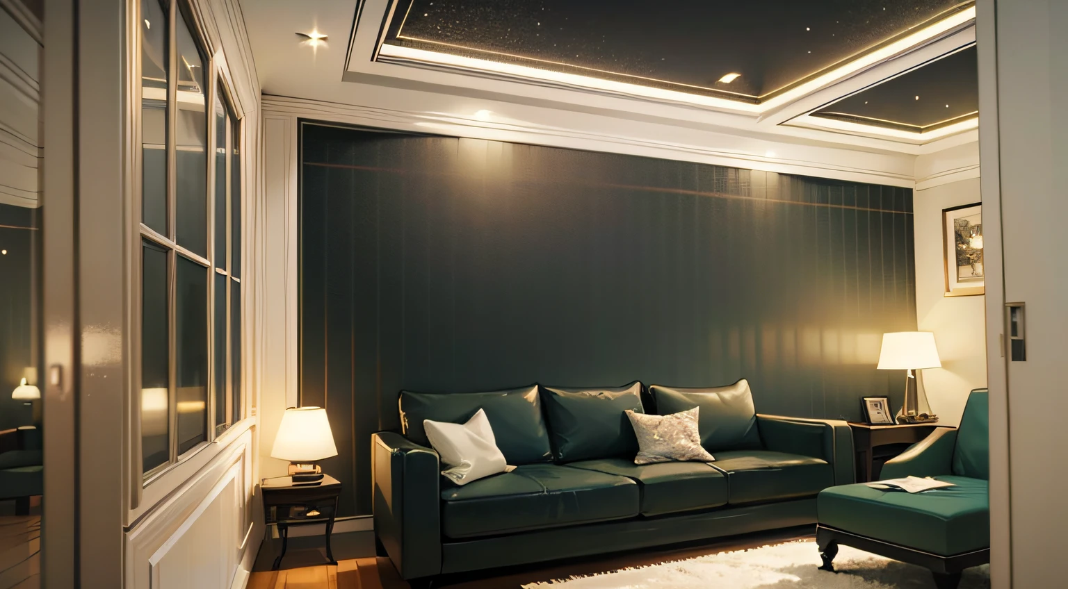 greenery、A black、noble、cool、Background、interior、inside room、Room、NIGHT