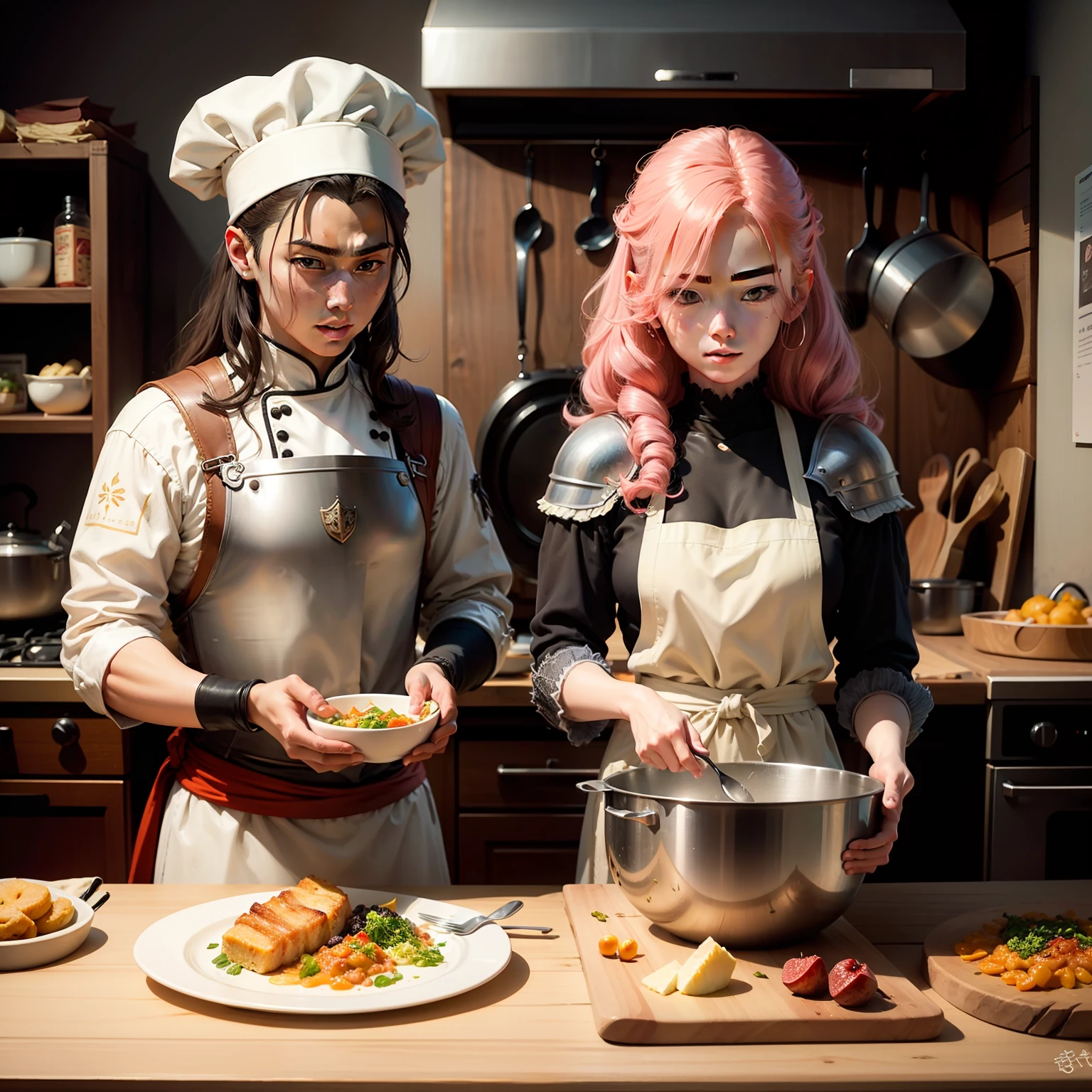 Anime style for 、A medieval knight who trained to master the cuisine known as Kitchen Knight、Ladies --auto