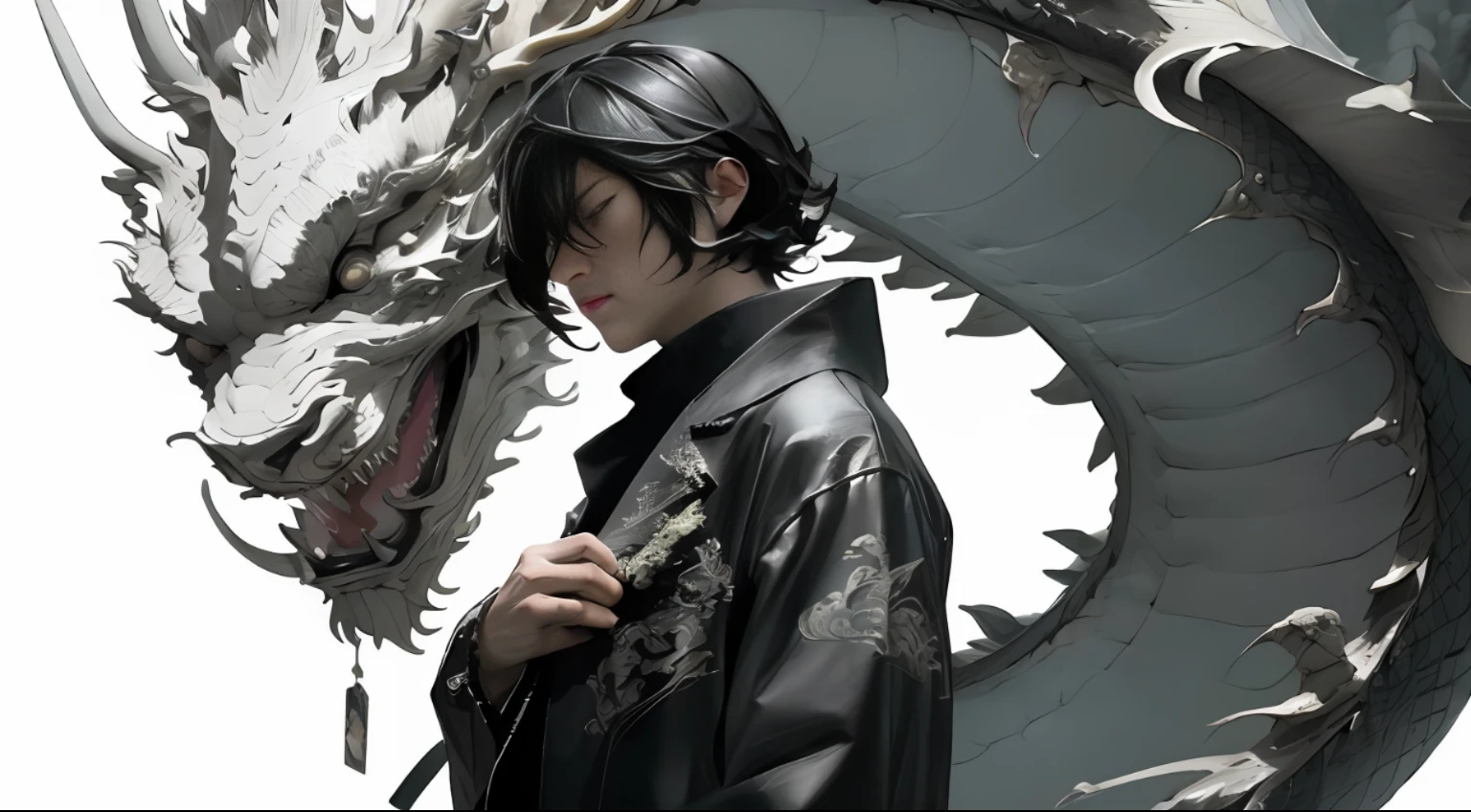There is a man in costume holding an instrument and a dragon, hyperdetailed fantasy character, edgar maxence and ross tran, artwork in the style of guweiz, 4 k detail fantasy, 2. 5 d cgi anime fantasy artwork, ross tran and wlop, ross tran 8 k, ross tran and bayard wu, 3 d render character art 8 k