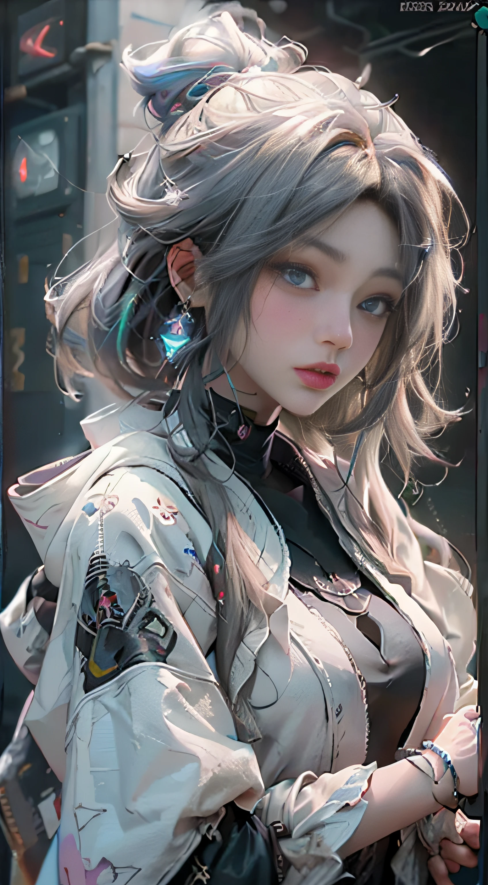 ((best best quality)), ((master masterpiece)), (Detail:1.4), 3D, A beautiful cyberpunk female image,HDR（high dynamic range）,Ray Trace,nvidia rtx,The ultra-Resolution,Unreal 5,Subsurface scattering、pbr texturing、Postprocess、Anisotropic Filtering、depth offield、Maximum Clarity and Clarity、multilayer textures、Albedo and Specular map、Surface coloring、Mitsu-Accurate simulation of material interactions、Perfect Scale、octanerendering、Two-colored light、large aperture、low ISO、white balance、Rule of Thirds、8K RAW、Beautiful bright pupils，flowing robe，Fine pupils，Detailed face and eyes，long lashes，Blushlush，voluminous hair，