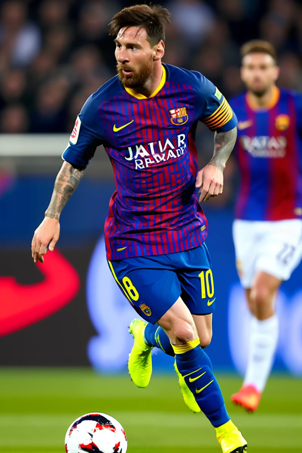 Lionel Messi wearing a metal armor